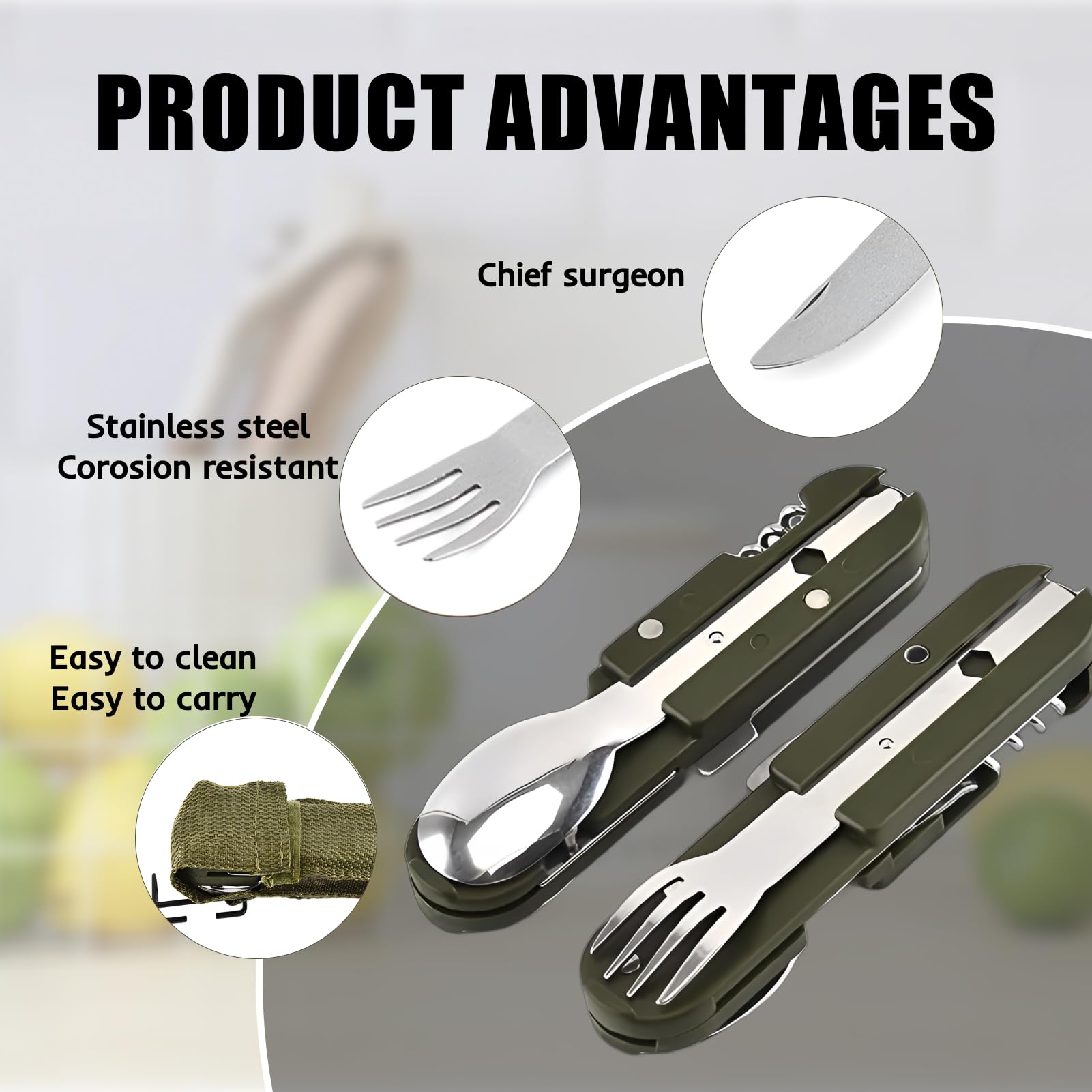 Set De Cubiertos Plegable 5 En 1, Ideal Para Camping Y Picnic