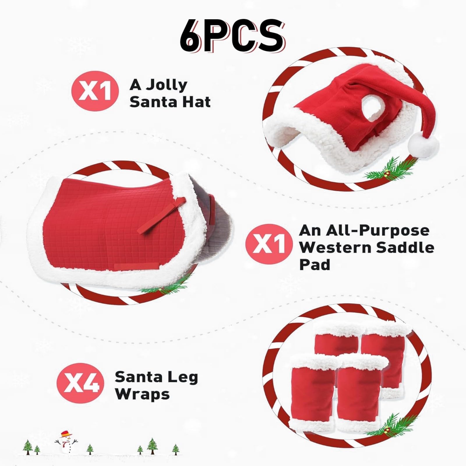 Festives - Vendas para caballos de alta calidad, cómodas para entrenamiento largo y celebración de Navidad, accesorios de equitación de Navidad