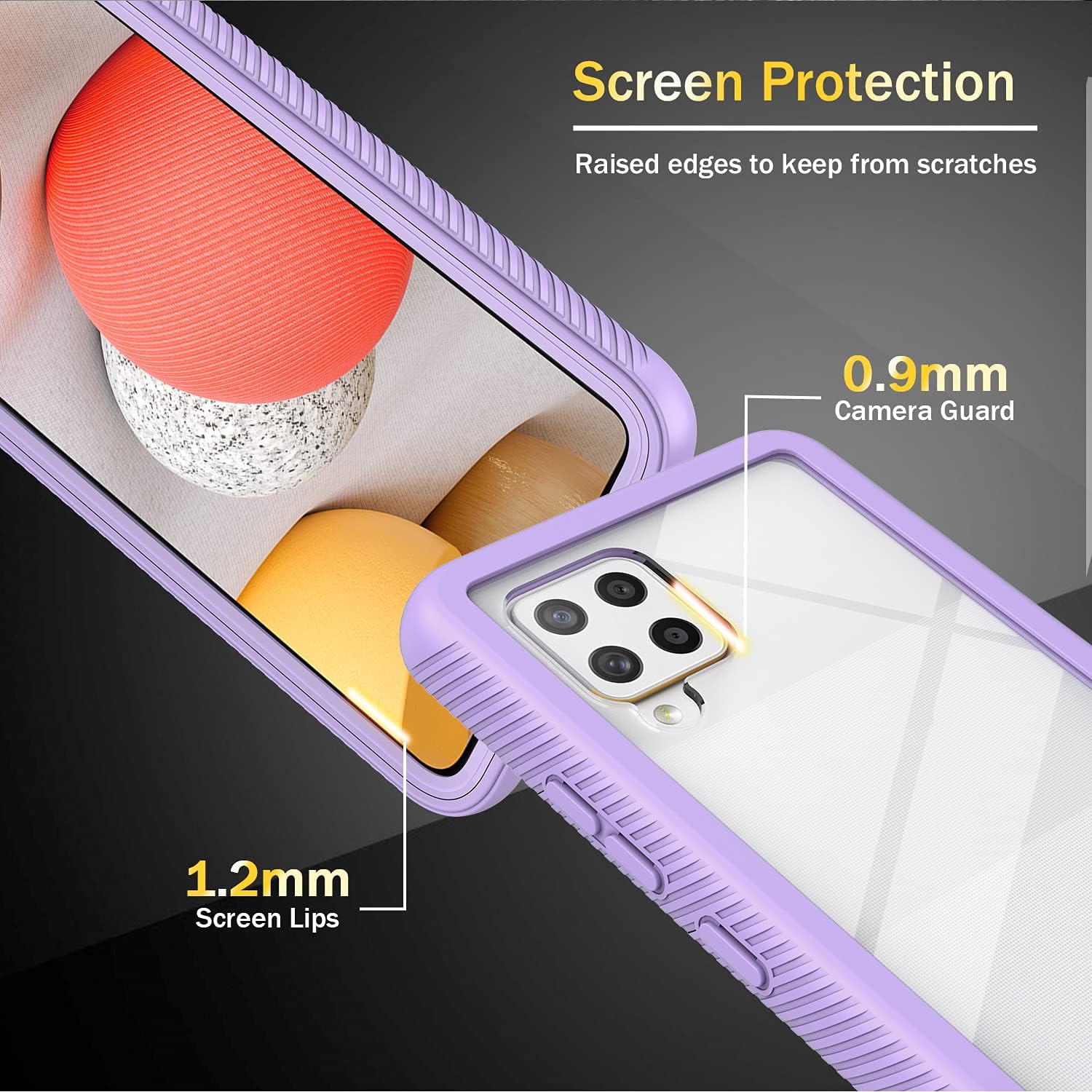 for Samsung Galaxy A42 5G Case: Heavy Duty Shockproof Rugged Phone Cases with Non Slip Texture Silicone Colored Border - Clear Back Slim Fit Full Protection Phone Cover for Samsung A42 5G