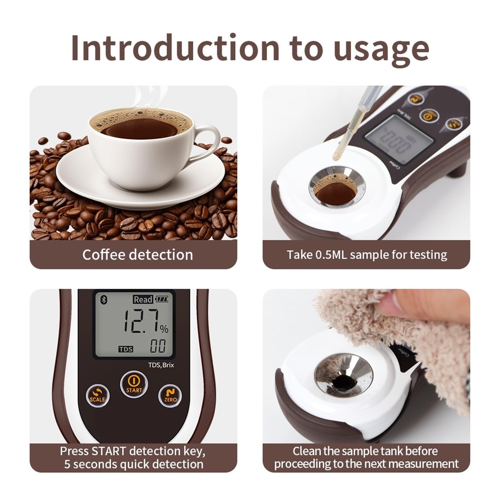 Misuratore TDS for caffè Digitale Bluetooth Test Concentrazione Rifrattometro Automatico Sciroppi 0-26% 0-23% Misurazione di Precisione