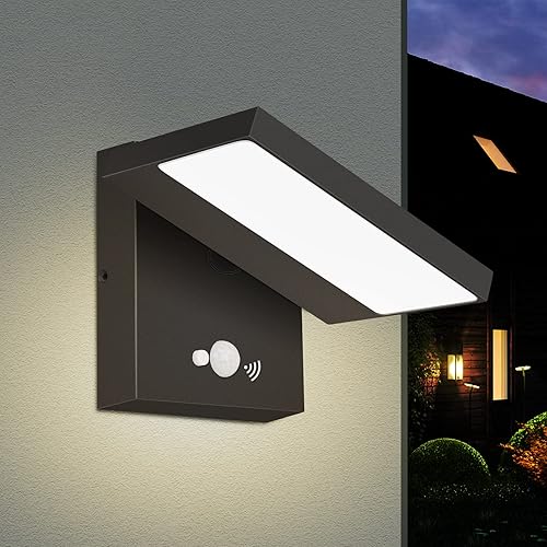 Luces solares de pared con sensor de movimiento para exteriores, accesorios de iluminación LED modernos para exteriores, giratorio y multifuncional,