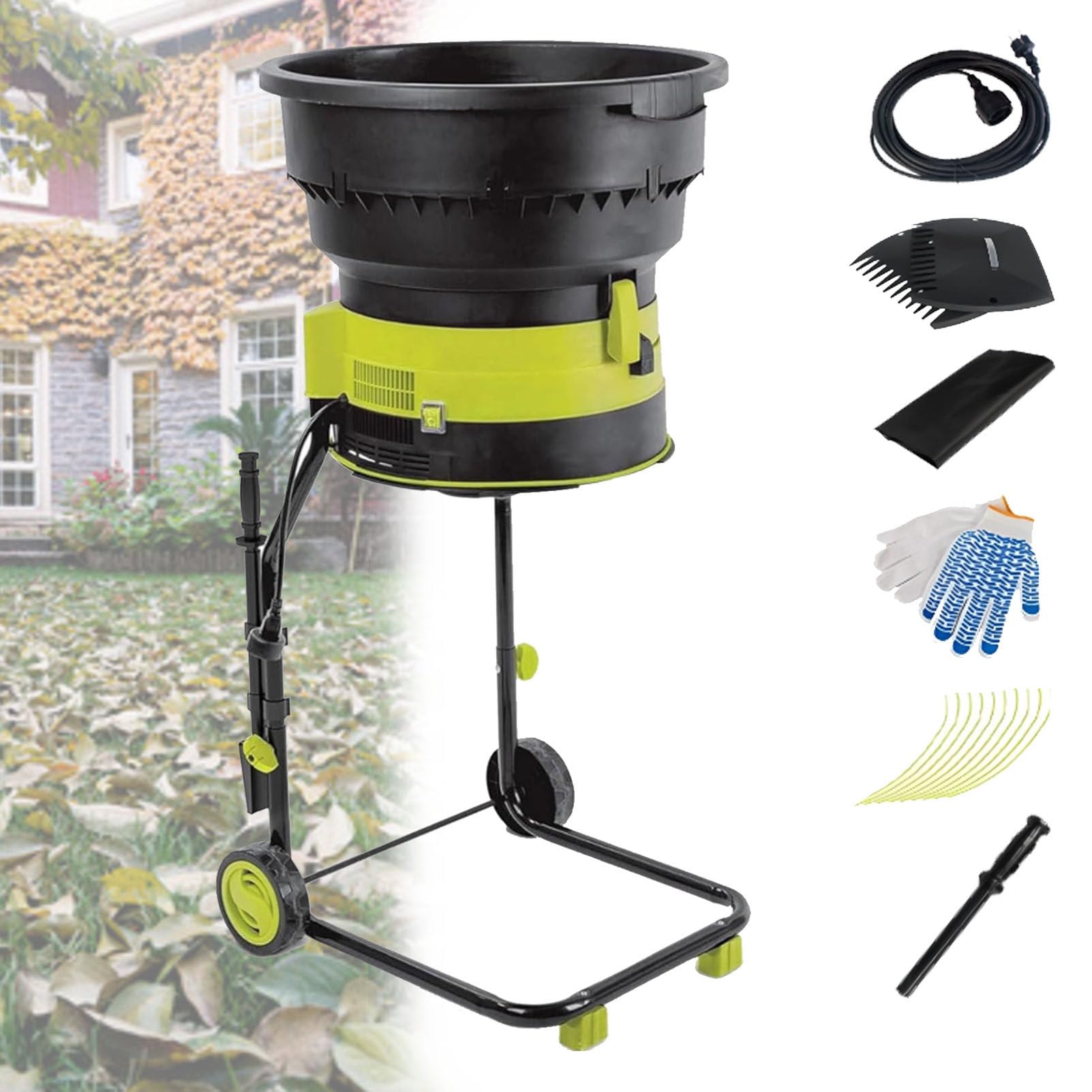 Trituradora EléCtrica De Hojas para JardíN, Trituradora EléCtrica Sin Cuchillas, Astilladora De 8000 RPM, Trituradora De Hojas para Limpieza De Jardines, Compostaje Powercordx10M