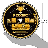 Vista 3 de FOXBC Hoja de sierra circular de 7-1/4 pulgadas 40 dientes ATB, acabado para corte de madera con eje de diamante de 5/8 pulgadas