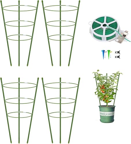 Miniatura 7 de Paquete de 4 jaulas de tomate de soporte para plantas de jardín, enrejado mejorado de 36 pulgadas para plantas trepadoras, kits de enrejado de jaula