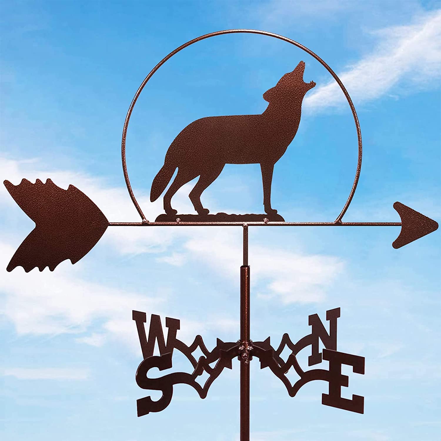 Girouettes Animaux Métal Extérieur Acier Inoxydable Girouette Loup Jardin Fer Direction Vitesse du Vent Indicateur de Direction pour Ferme Cour Jardin Gazebo Décorations