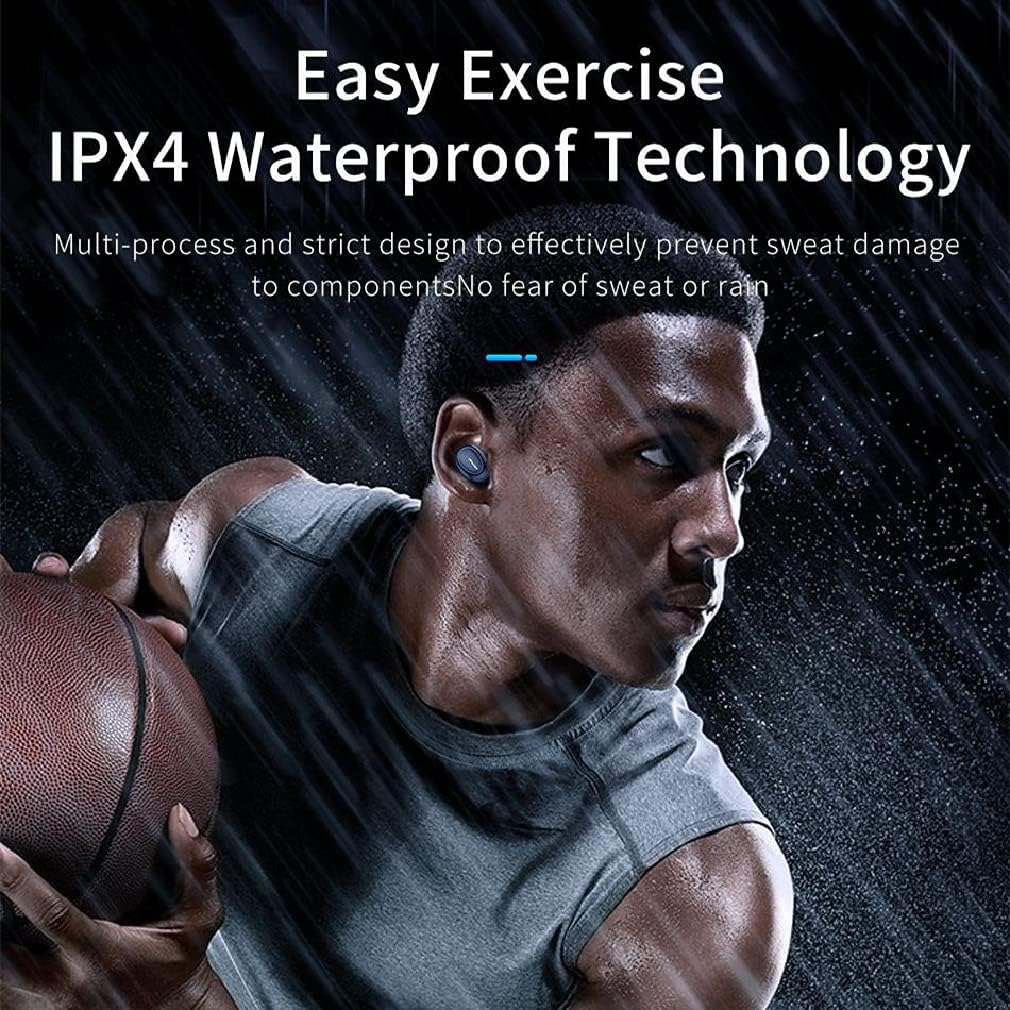 TWS Wireless Earphone Bluetooth 5.1 Earbuds Waterproof with Dual Mic, Sport Noise Cancelling HiFi Stereo Touch Control Gaming Earphones