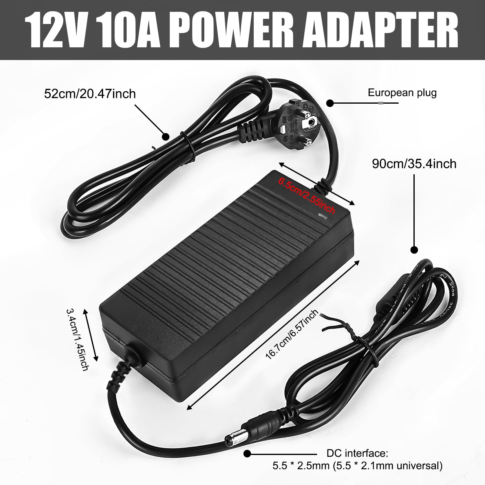 Zasilacz 12V 10A: Transformator LED 120W, zasilacz sieciowy 110-240V AC do 12V DC 10A, przetwornica napięcia transformator dla taśm LED, routerów, głośników, telewizorów LCD, monitorów od Behogan