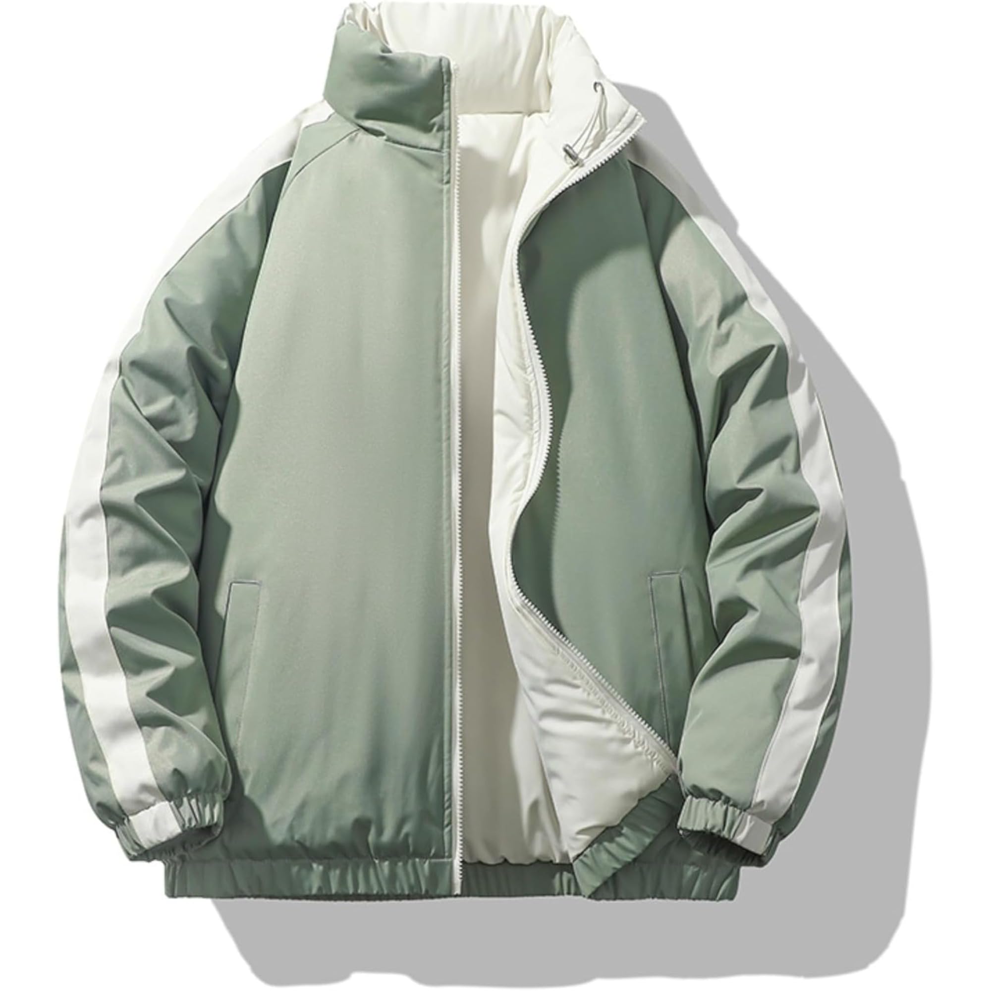 Veste zippée réversible homme ample imperméable veste streetwear chaud - 4