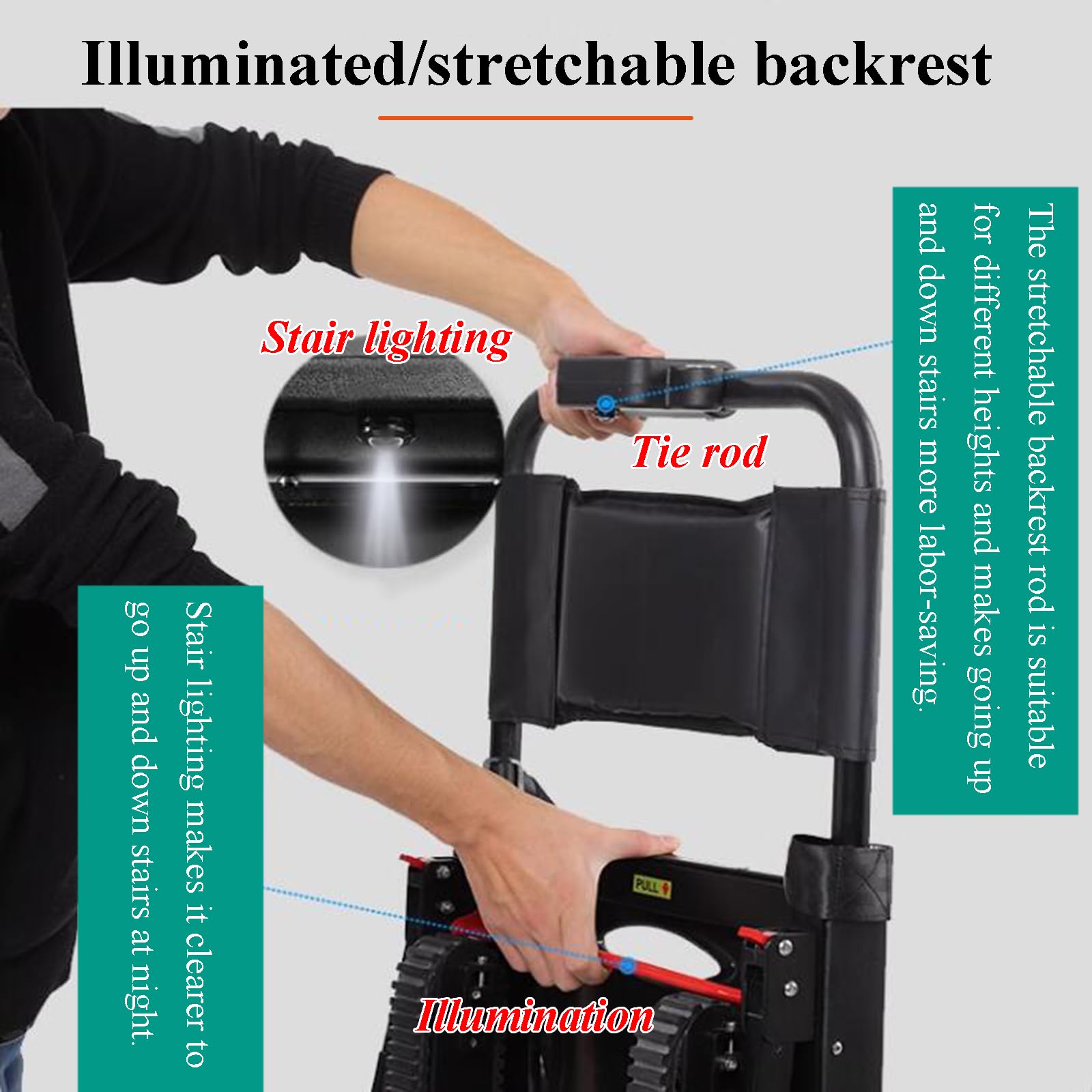 Silla De Ruedas EléCtrica para Subir Escaleras, Salvaescaleras Para Personas Mayores,Silla De Ruedas Eléctrica Plegable,Salvaescaleras Portátil,Salvaescaleras Eléctricas,Scooter De Movilidad,(Black A)