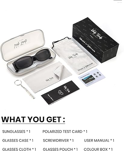 Miniatura 4 de Veda Tinda Vision Gafas de sol rectangulares polarizadas retro de moda para mujer, gafas de sol de cara pequeña, 90s Y2k UV400 protección C62