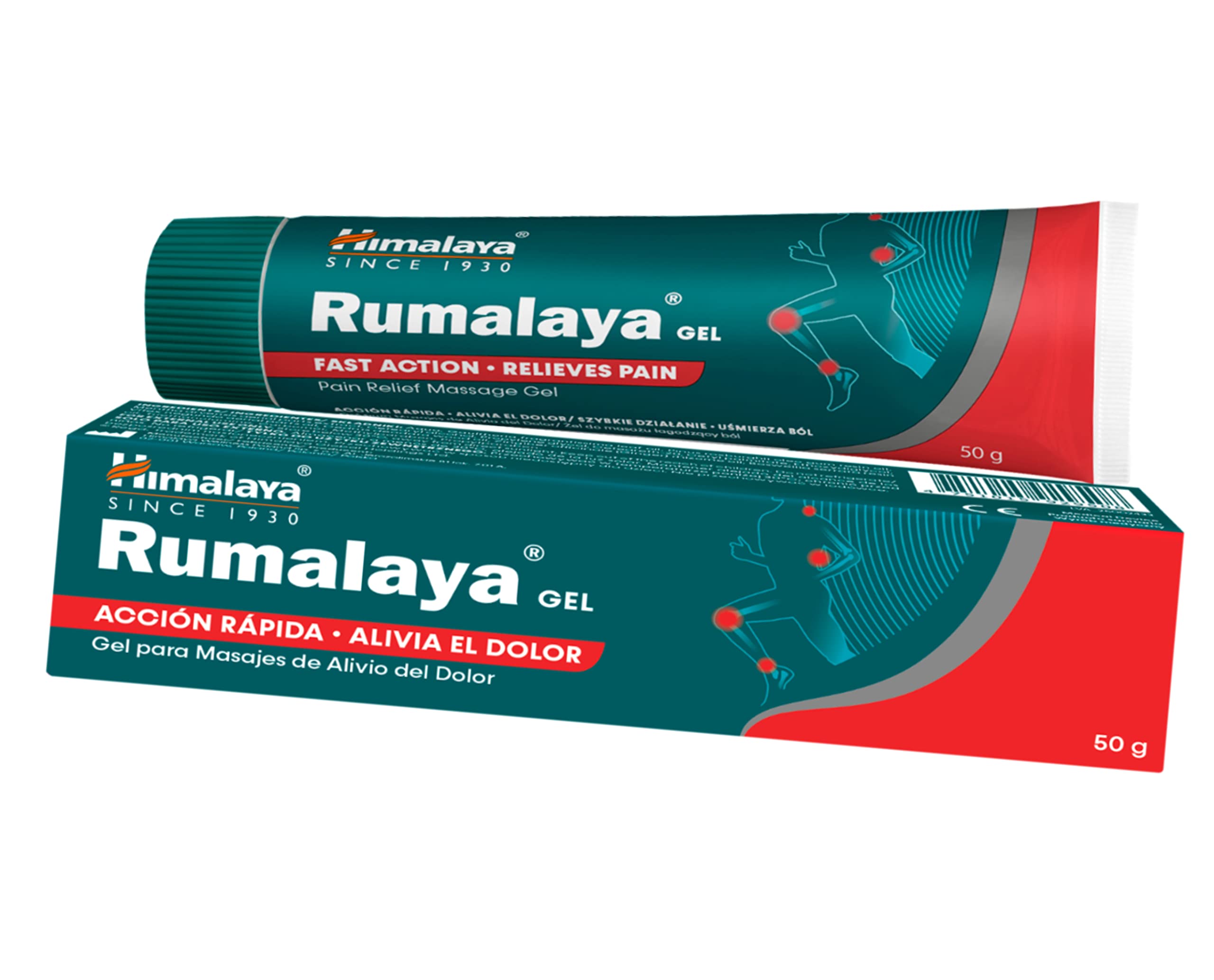 Rumalaya Gel 50 g, Fórmula alivio rápido de hierbas analgésicos antiinflamatorios, restaura movilidad articulaciones y cartílagos muscular, espalda, cuello, hombro, cadera, rodillas