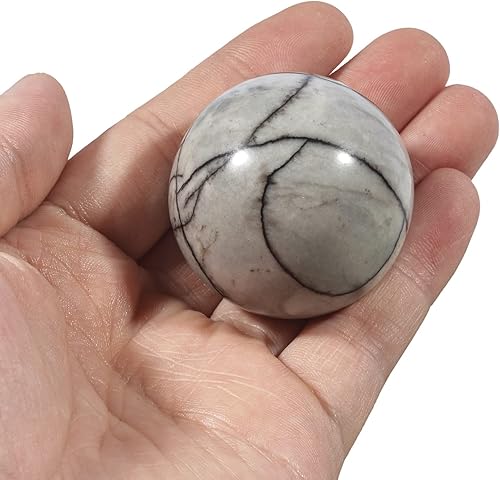 Miniatura 8 de Bola de cristal curativo de amatista de 1.575 in, decoración del hogar, esfera de adivinación Fengshui con soporte de madera