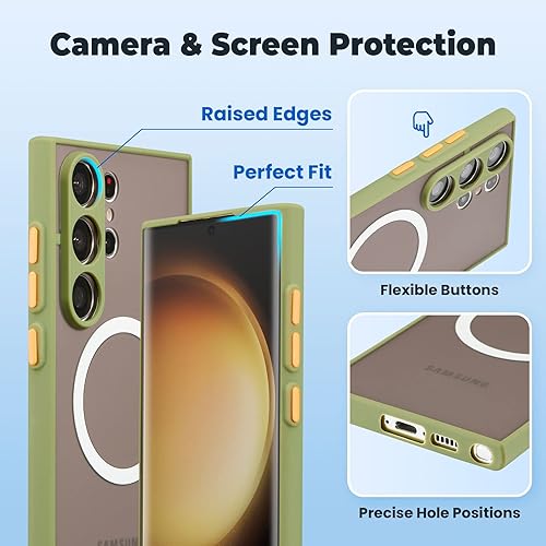 Miniatura 4 de ZCDAYE Funda magnética para Samsung Galaxy S23 Ultra, compatible con carga inalámbrica tacto sedoso parte trasera de policarbonato mate TPU