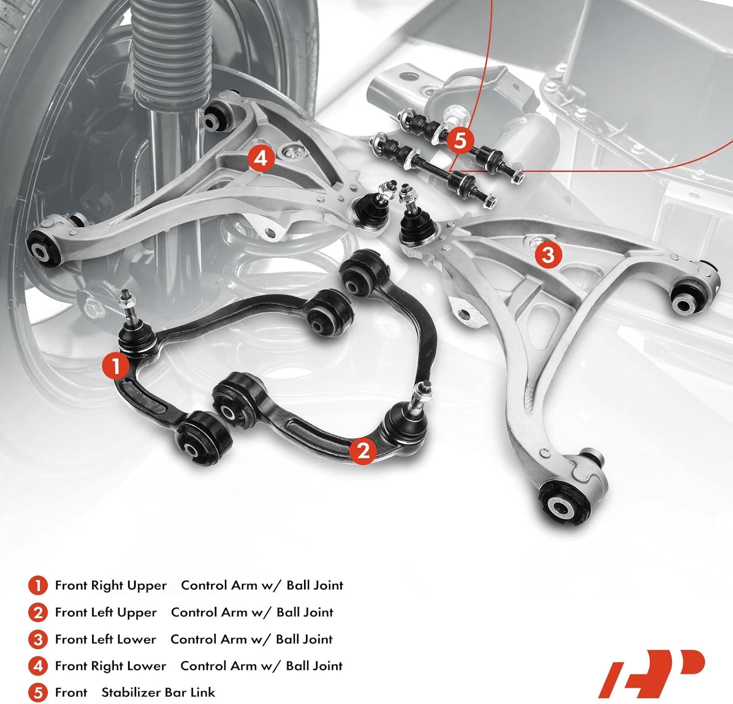 A-Premium 6Pcs Front Suspension Kit, Upper & Lower Control Arm, Sway Bar Link, Compatible with Ford F-150 2005-2008, Lincoln Mark LT 2006-2008, RWD Only