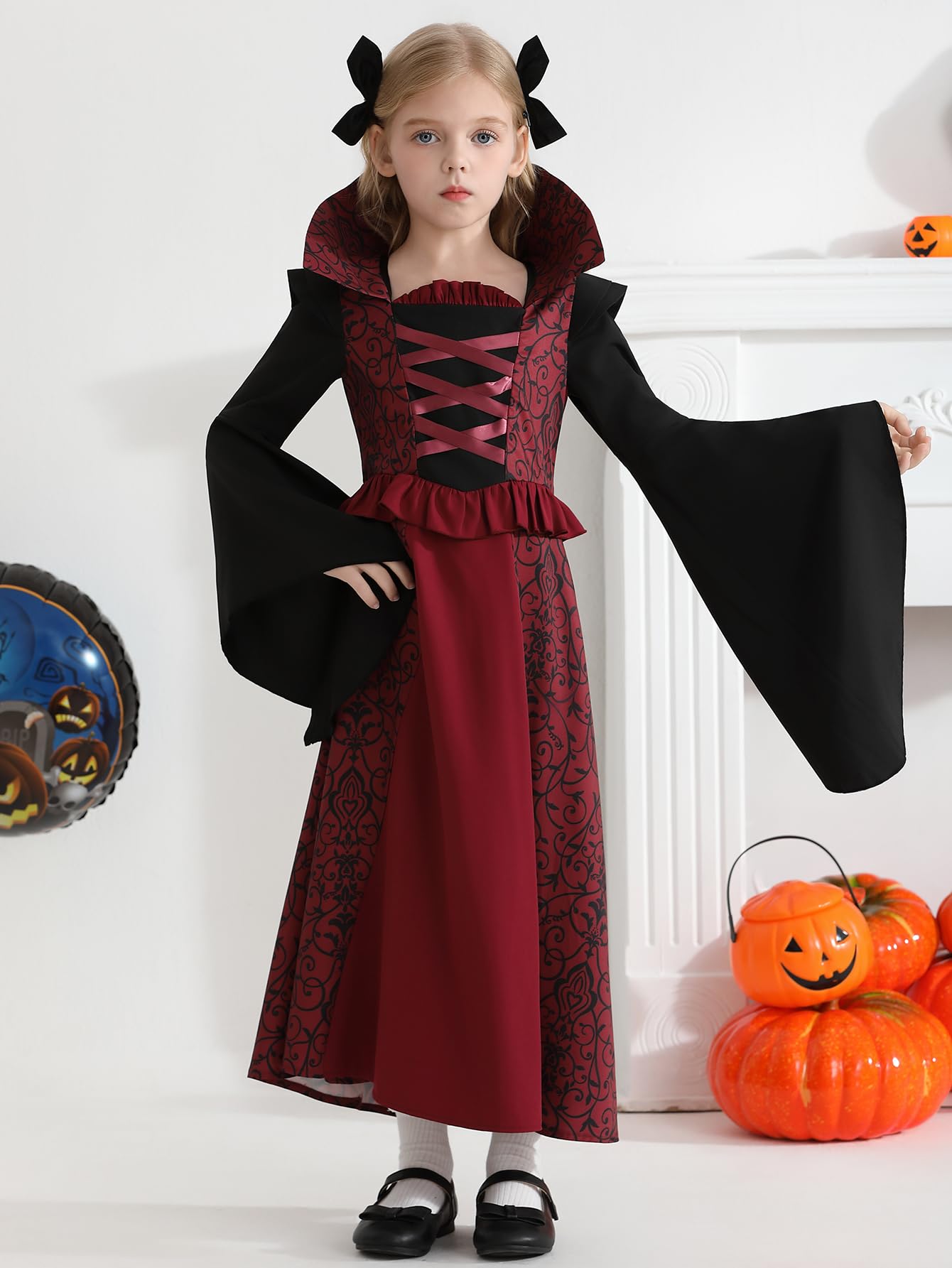 Abaowedding Costume da vampiro, per Halloween, Natale, compleanno, feste, costume gotico, carnevale, colore: rosso