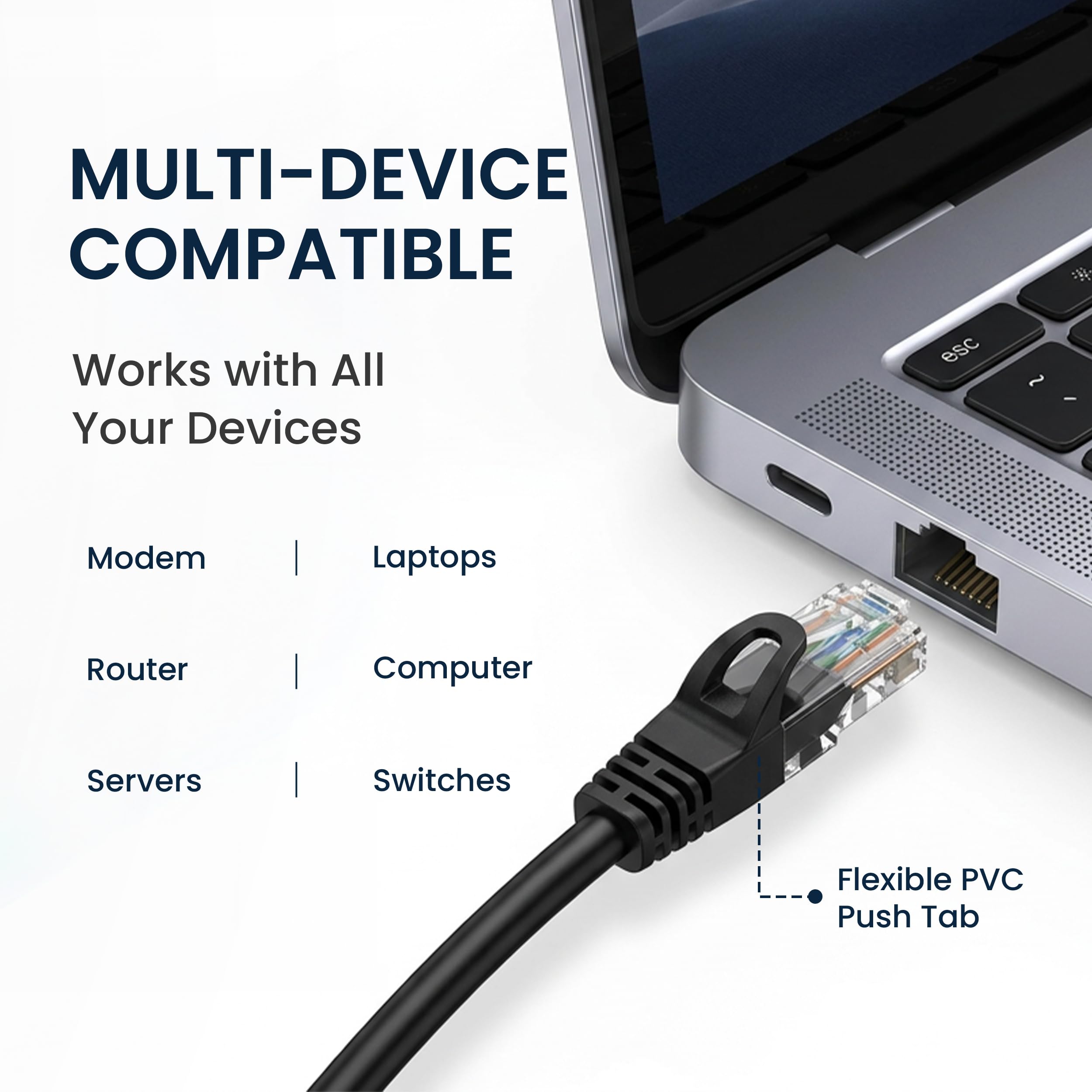 Cmple (557-N) Kabel Ethernet Cat6 10 Gb/s, kabel sieciowy komputerowy z pozłacanymi złączami RJ45, 550 MHz, 15 m, niebieski