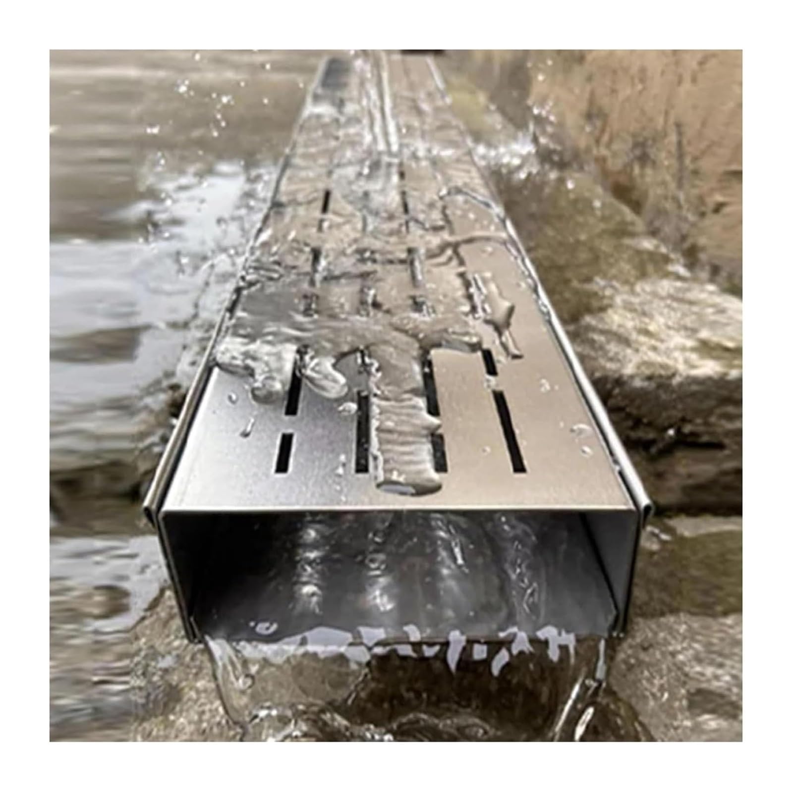 Drain de tranchée extérieur inox 304 caniveau 100 cm grille étroite