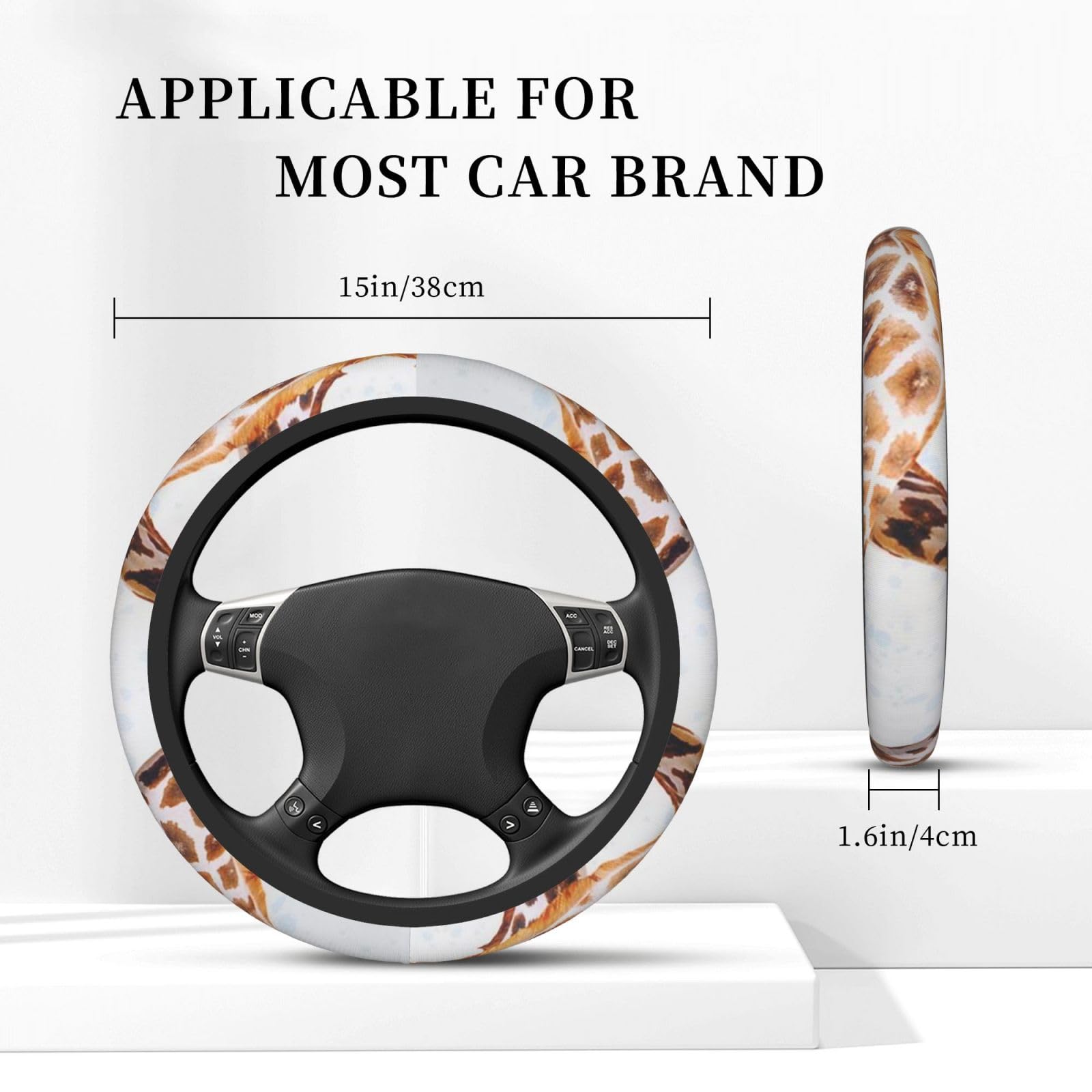 Hand Getrokken Giraffen Print Praktische Auto Stuurwiel Protector Auto