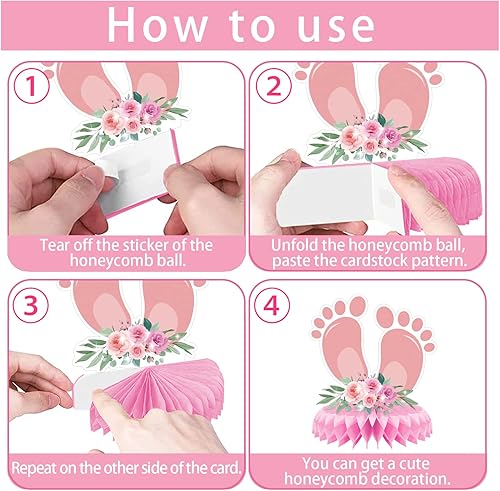 Miniatura 3 de 13 centros de mesa de baby shower rosa para mesas, centro de mesa de nido de abeja, decoración de baby shower para niñas, suministros de fiesta de