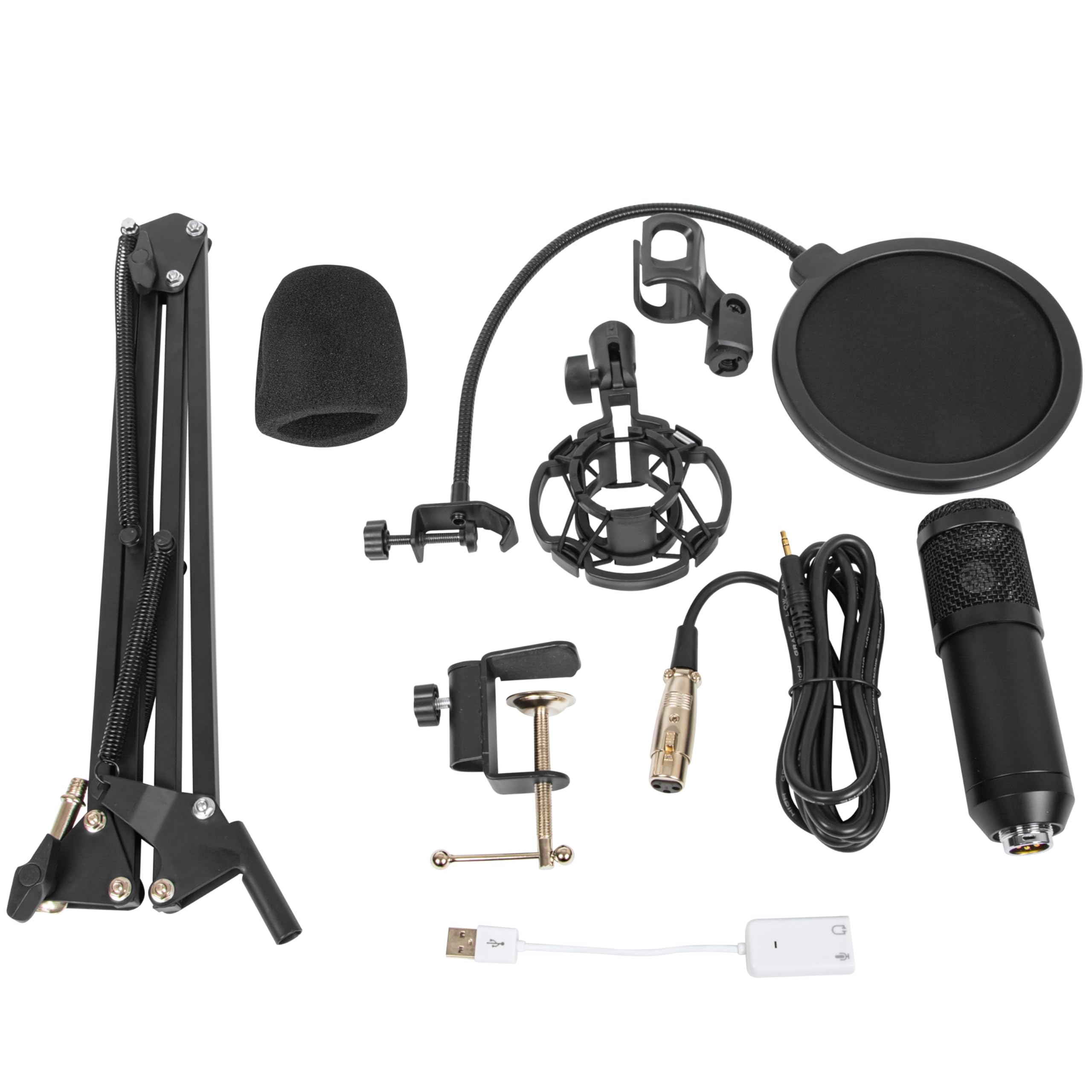 Retoo USB Mikrofon Nierenmikrofon Unidirektionales mit POP Filter Mikrofon mit Verstellbarer Griff Plug&Play Funktion Kopfhörereingang für Audiokünstler Podcaster und Musiker
