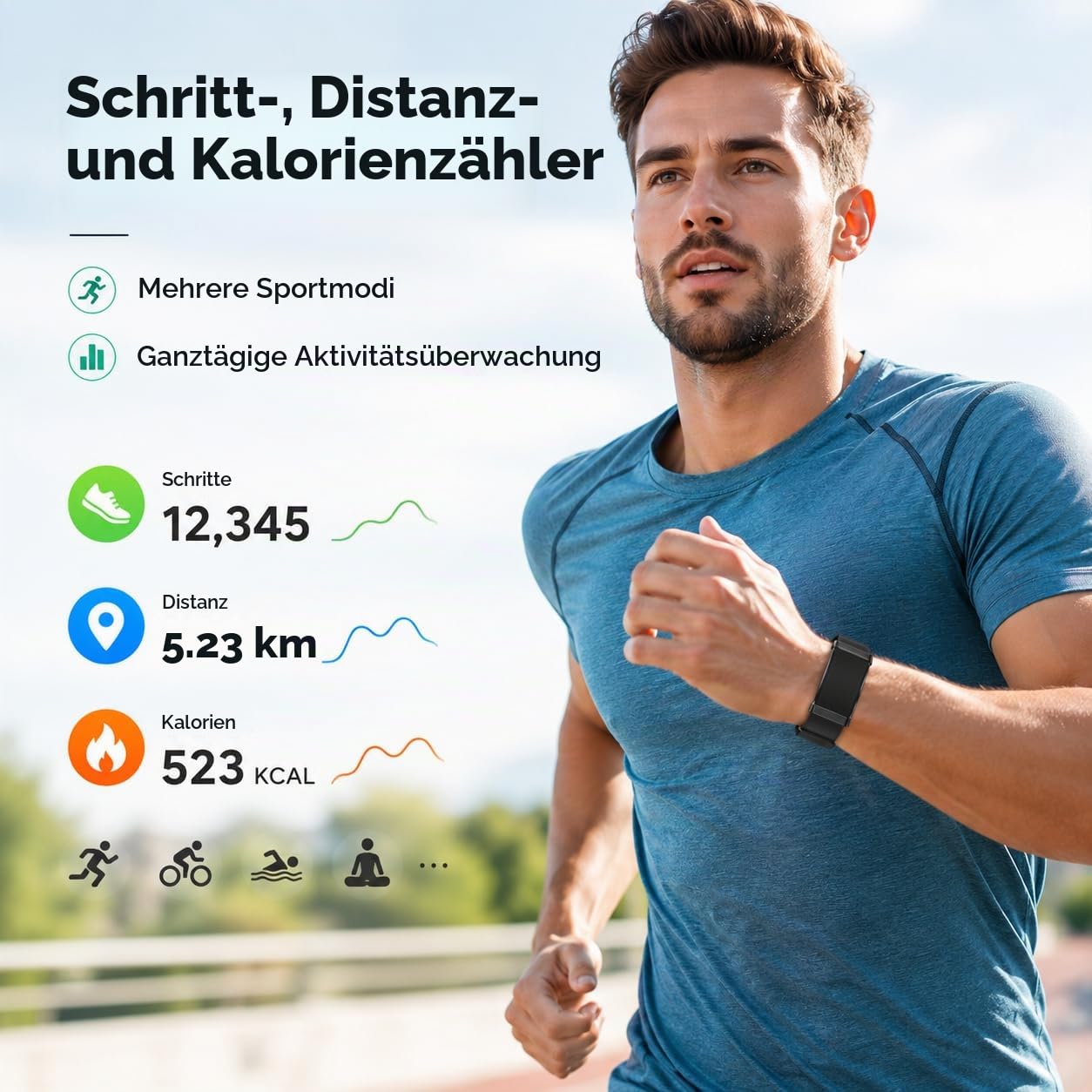 findtime Fitness Tracker ohne Display Fitness Armband Pulsmesser Armband Kalorienzähler Schlaftracker Smart Band Fitnessarmband Aktivitätstracker Smart Bracelet für Herren und Damen