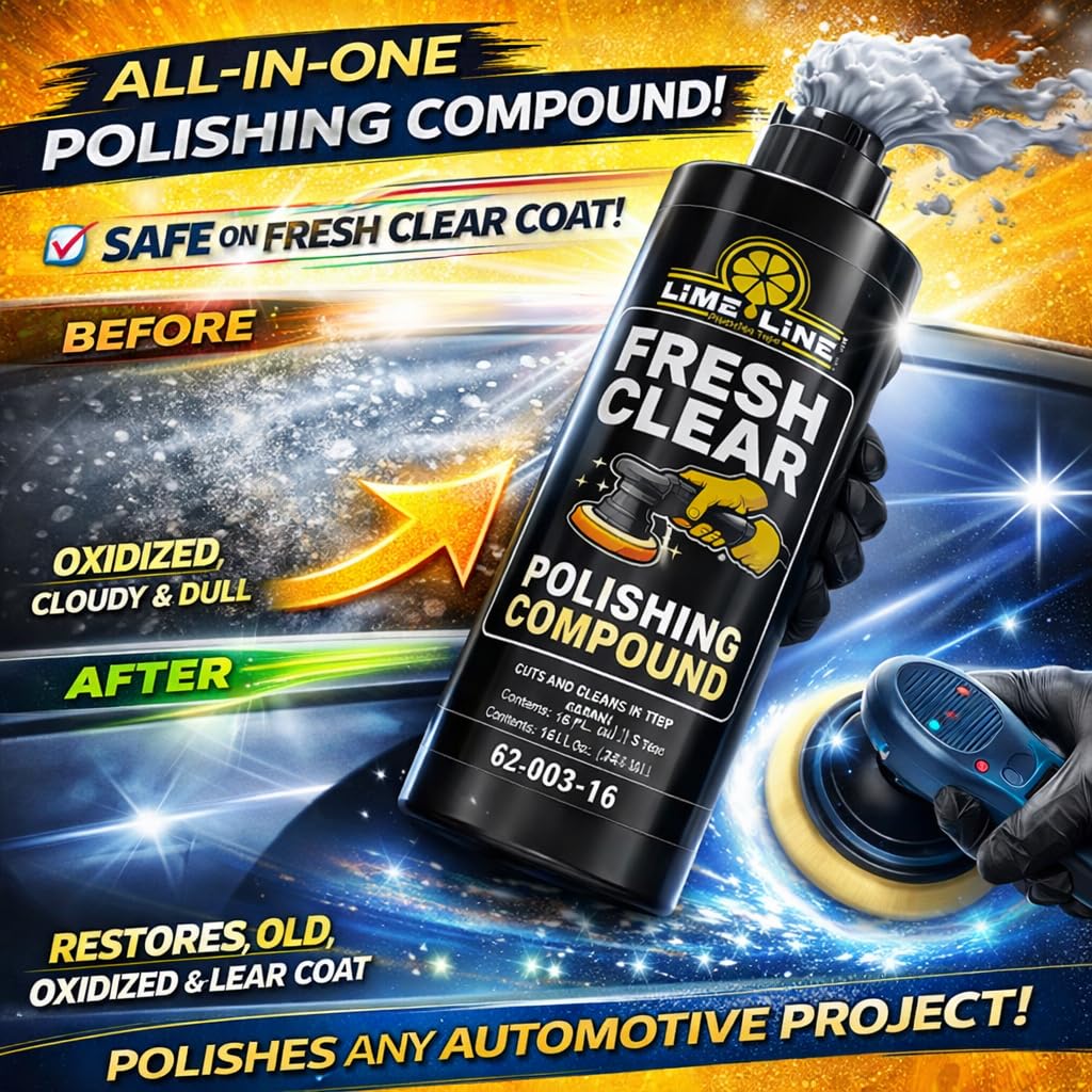 LiME LiNE Cut and Finish Polishing/Rubbing Compound – Single Polish Two-Step Clearcoat Correction, Removes Scratches, Swirls & Orange Peel, Safe on Fresh Clearcoat (1 Pint)