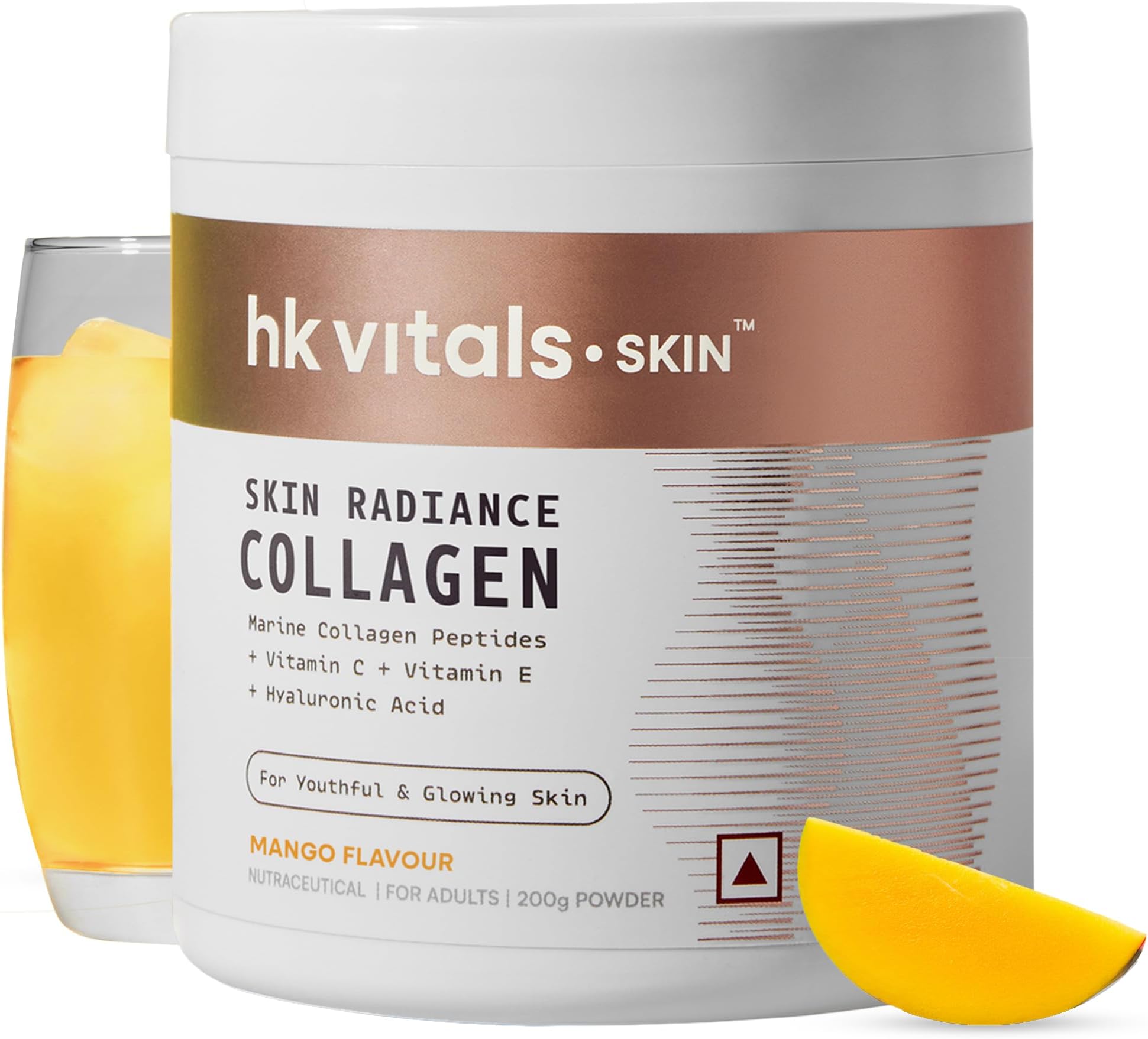 Skin Radiance Marine Collagen Supplement (Mango, 200g) | Vitamin C, E, Sodium Hyaluronate | For Healthy Skin, Hair & Nails