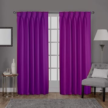 KEMCO Double Pinch Pleat Blackout Curtains 100% Polyester Thermal Insulated Room Darkening Window Panels Purple, 30 Inch Wide by 54 Inch Long- 1 Panel