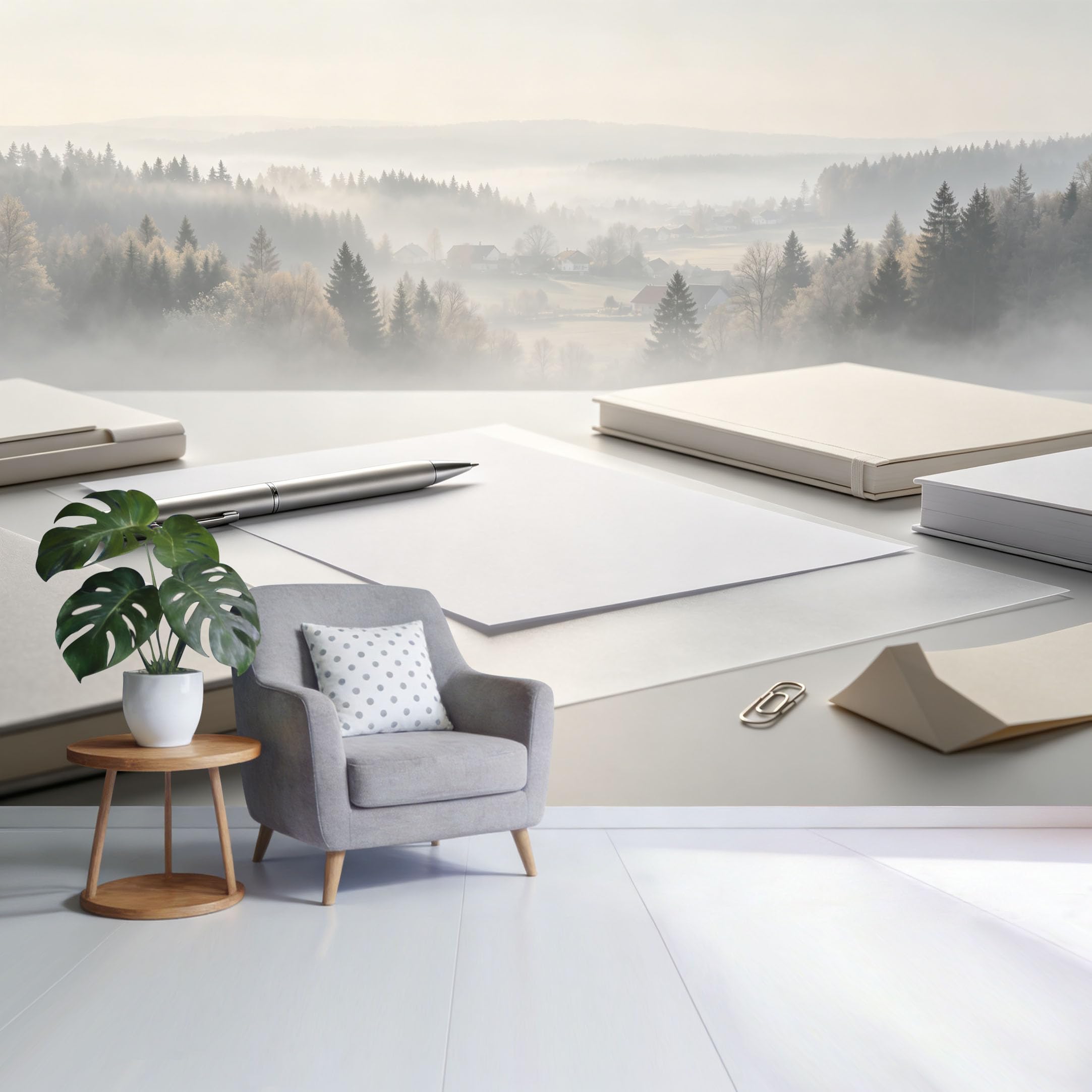 Custom Size Wall Mural Misty Mountain Forest Landscape Morning Fog Scenic View SelfAdhesive Wall Fabric Removable Wallpaper for Home Office Decor