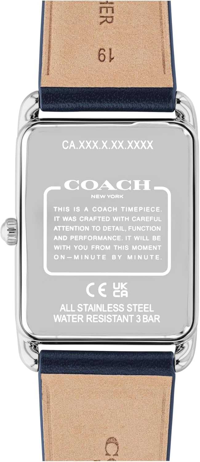 COACH Elliot Men's 2H Quartz Watch - Leather Strap - Tank Case - for Day or Night wear - Gift for Him - 26mm - Image 3