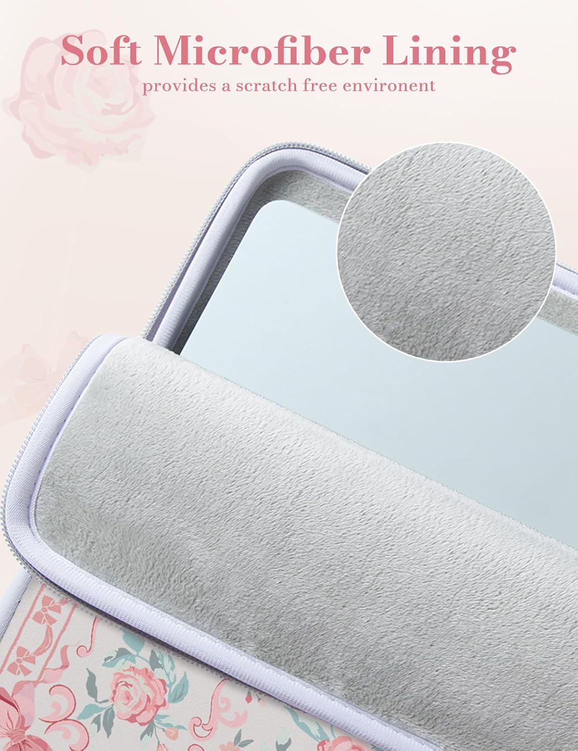 iCasso Laptop Sleeve 13 inch for MacBook Air 13-13.6 inch,Cute Laptop case for MacBook Pro 13 inch 14 inch, Slim Protective Travel Carrying Case Sleeve for 14 inch Chromebook, HP, Retro Bow Pink - Image 3