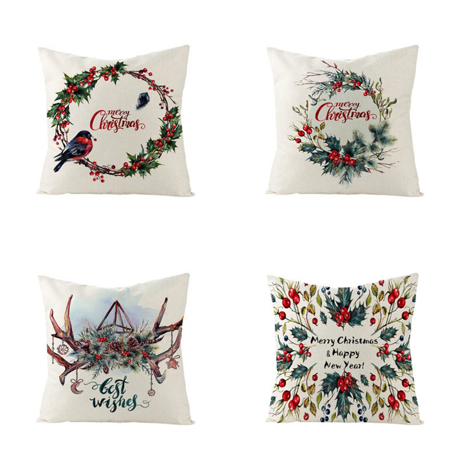 Housses de coussin 80x80cm en lin oiseau lot de 4 taies décoratives haut de gamme pour chambre