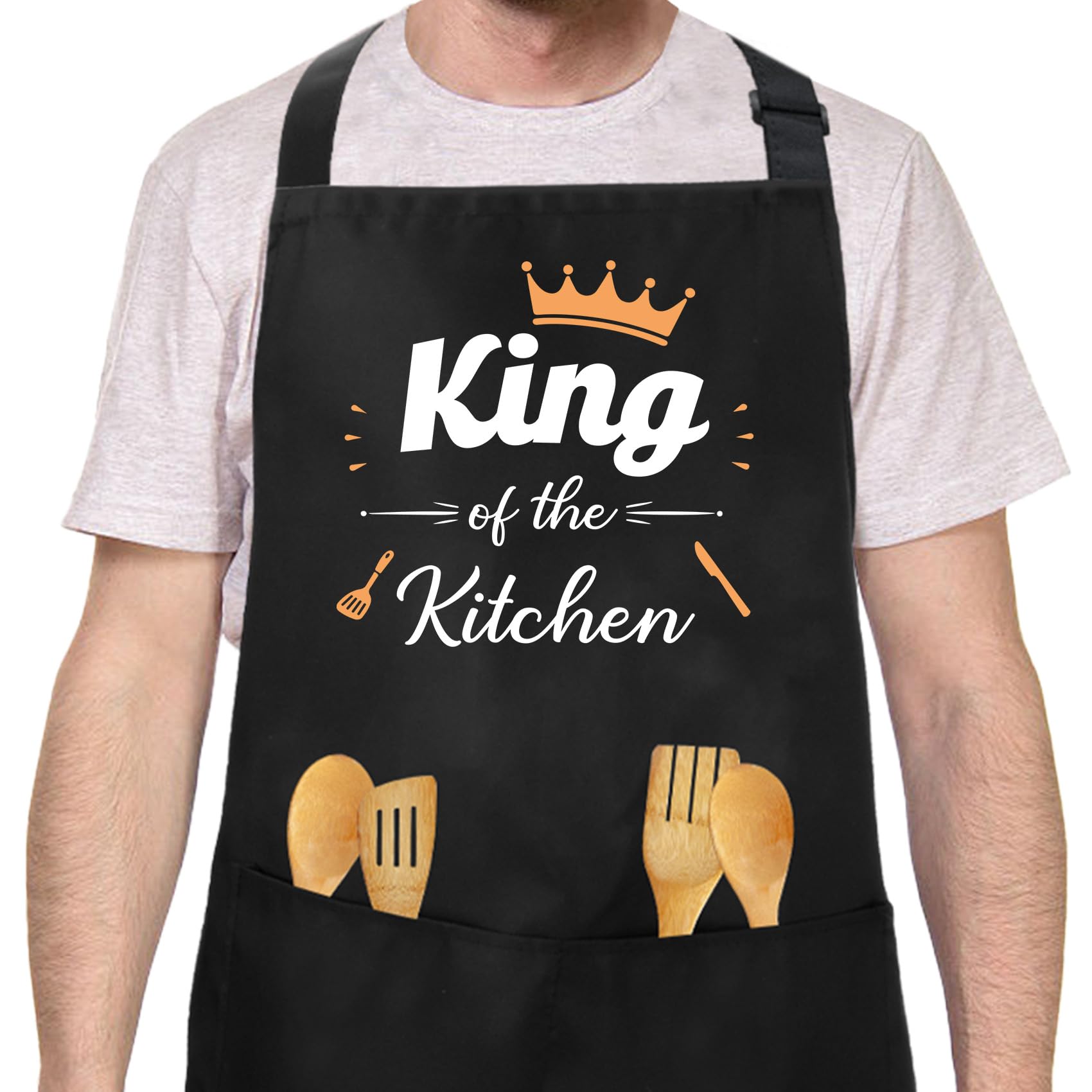 Bicfuiot Chef Aprons Funny Aprons for Men Kitchen Christmas Cooking Gift Apron with 2 Front Pockets Home Baking Gardening Bbq Garden Work Restaurant Gifts for Dad,Grandad,Husband,Uncle,Brother