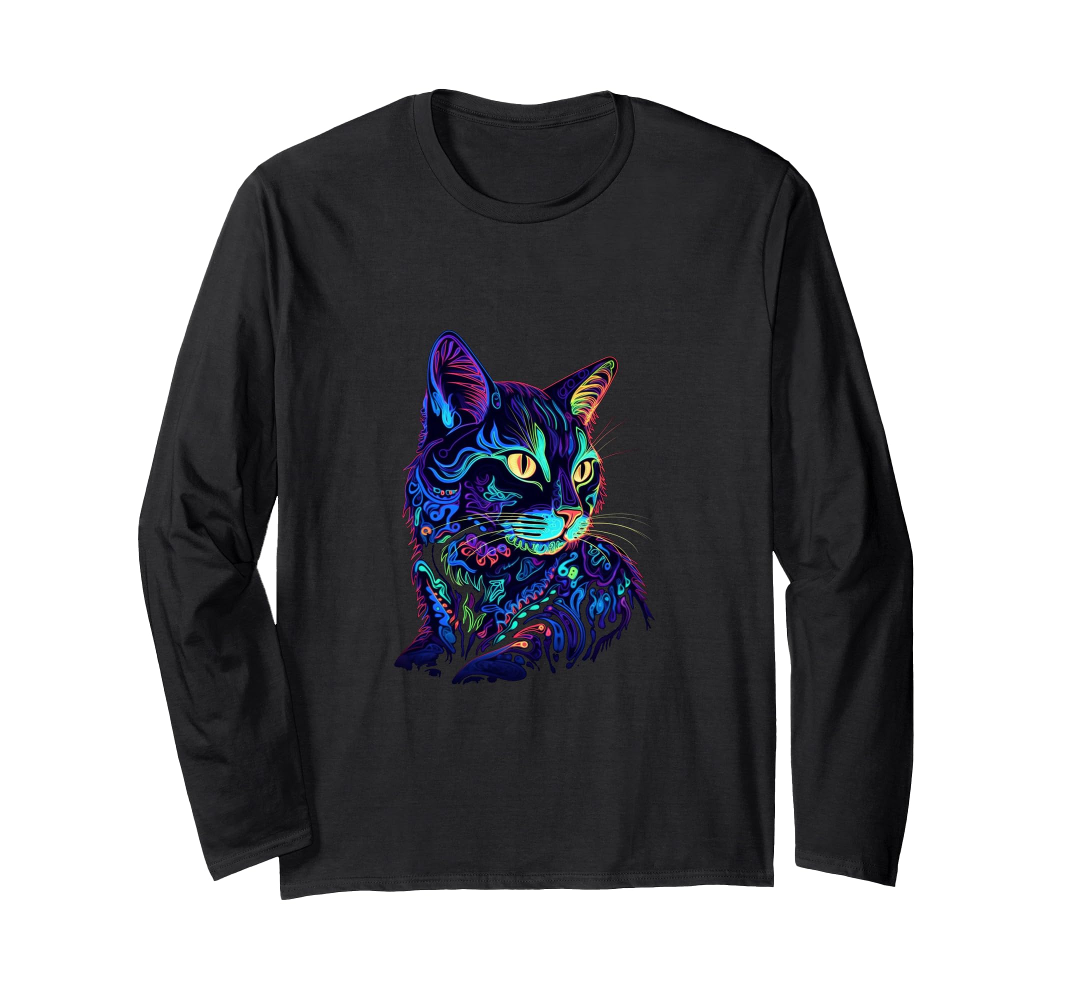 Cute Colorful Neon Cat Long Sleeve T-Shirt