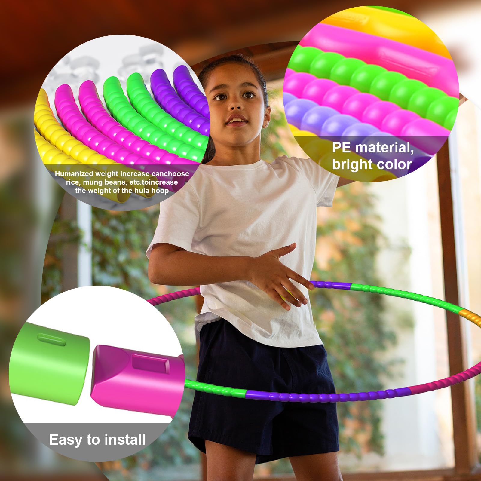 Hula Kids Hoop, Hula Adjustable Kids Hoop, Collapsible Hoola Hoops - Image 4