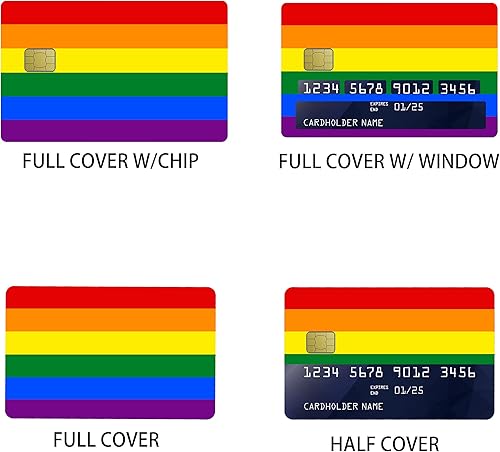 Miniatura 3 de Pegatinas de tarjeta de crédito con patrón de bandera de arco iris, sin burbujas, delgada, impermeable, antiarrugas, extraíble, de vinilo, para