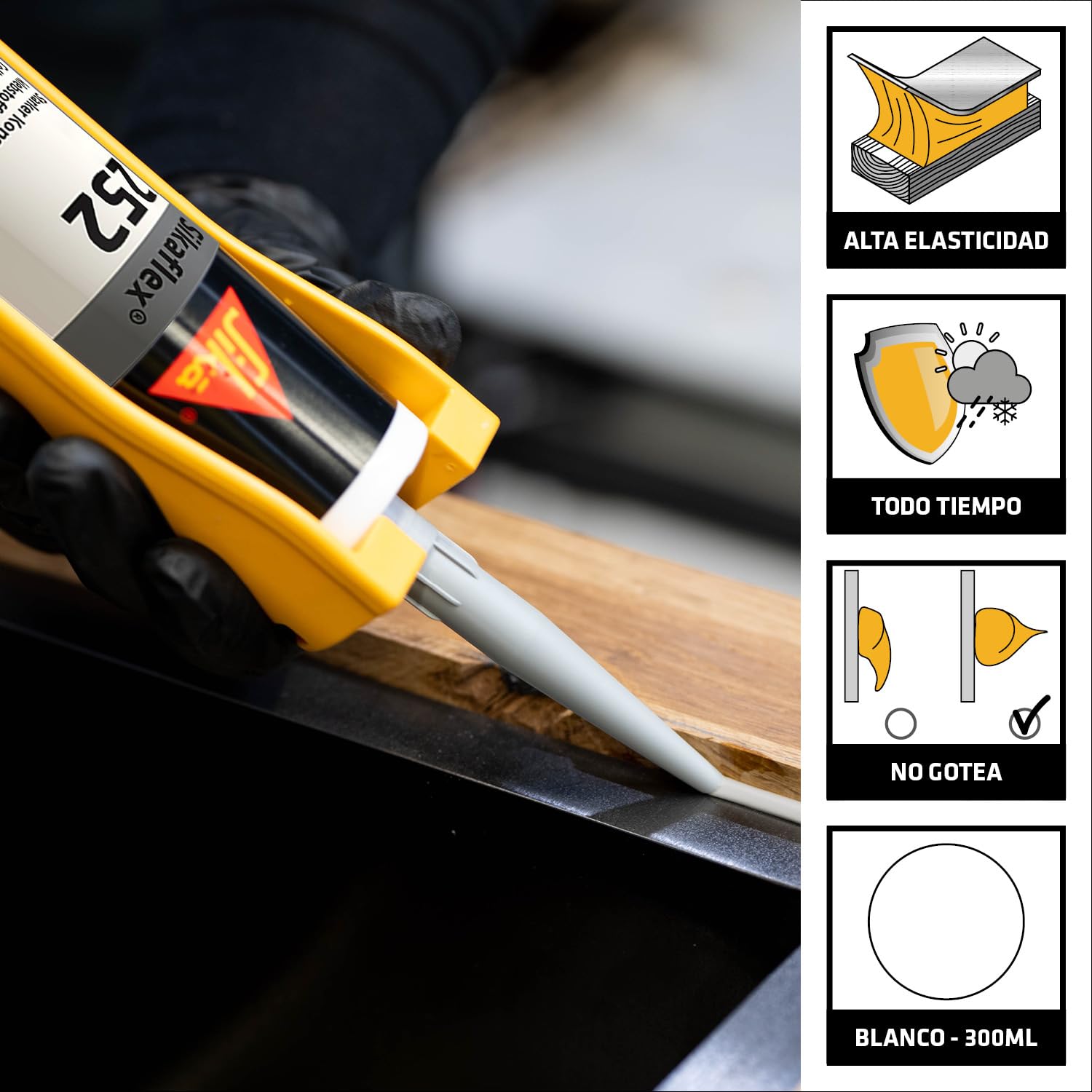 SIKA - Adhesivo elástico para unión en montaje de vehículos - Sikaflex-252 - Blanco - Adhesión sobre una amplia variedad de sustratos - Pintable - 300ml