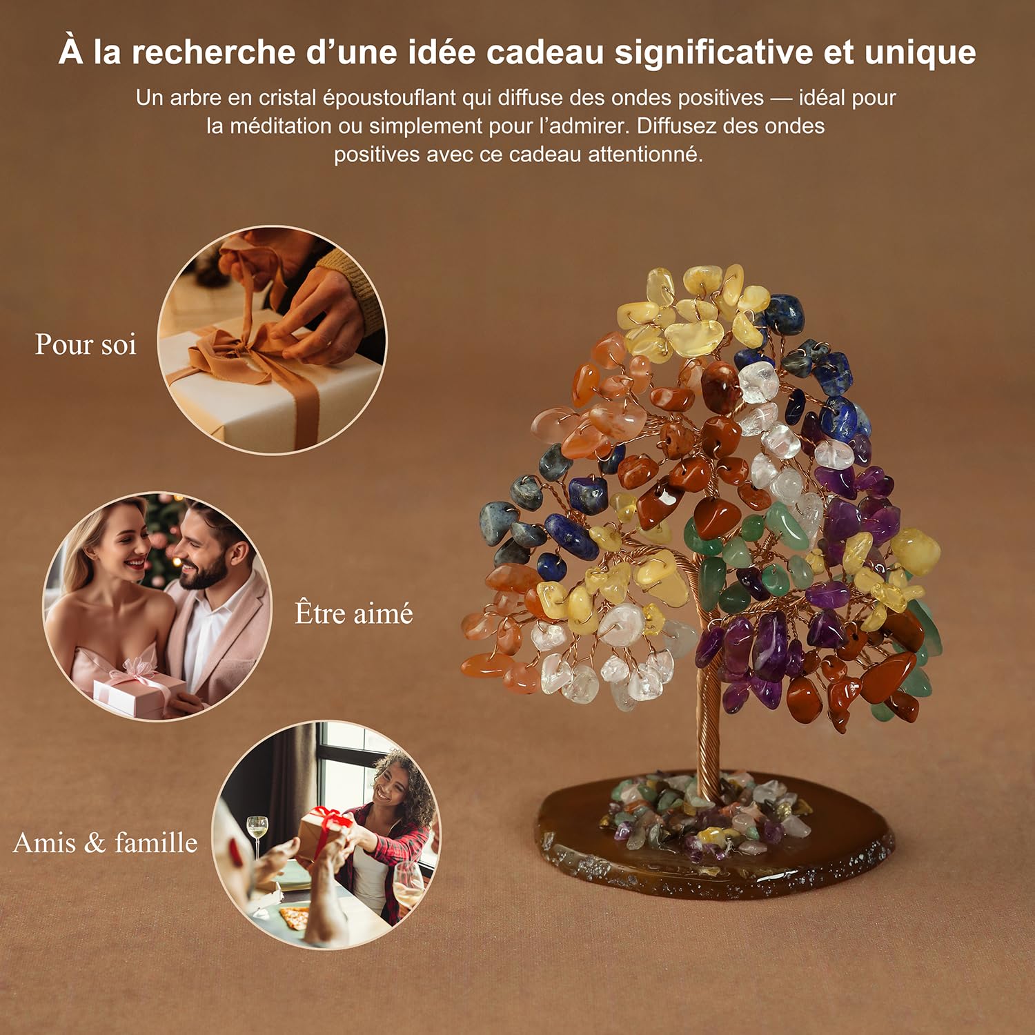 Lapis lazuli Arbre de Vie en Cristal Naturel 135 Pierres Feng Shui Chakra Reiki Arbre Bonsaï Énergie Décoration Maison Bureau Cadeau Spirituel Base Pierre Irrégulière 11 cm