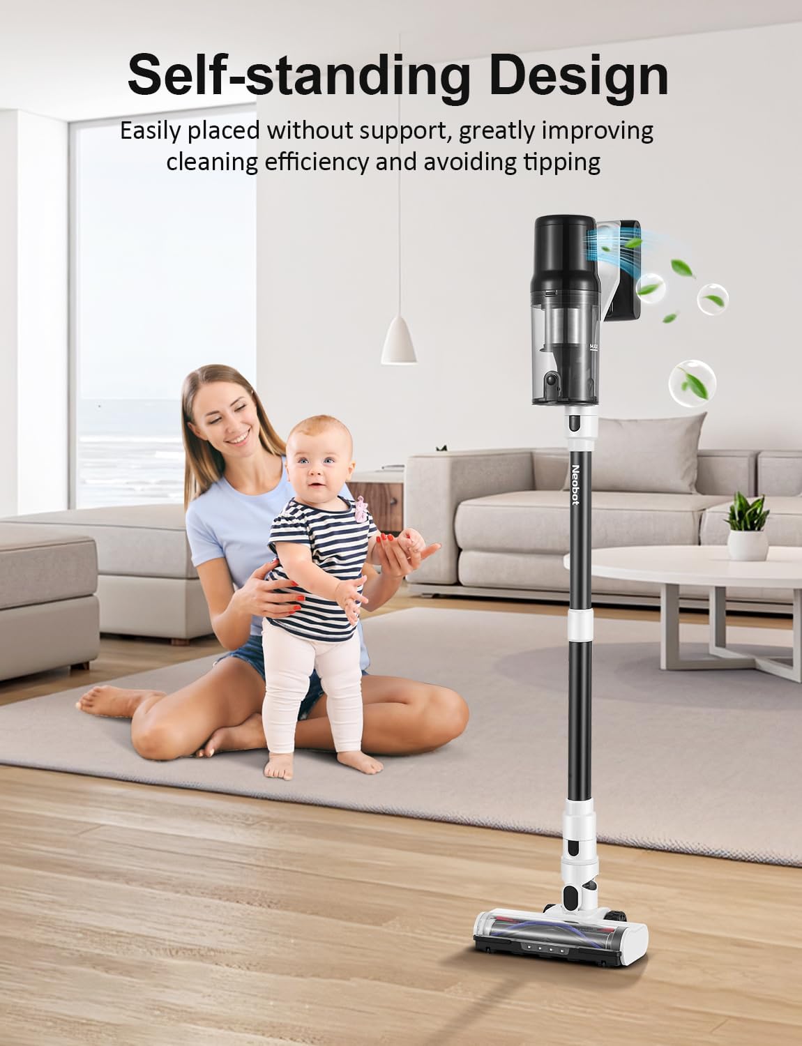 Cordless Vacuum Cleaner, 600W 50KPA 70Mins Cordless Stick Vacuum Cleaner with Self-Standing , Stick Vacuum with Intelligent Auto Mode, Anti-tangle Wireless Vacumm for Home/Pet Hair/Carpets/Floors