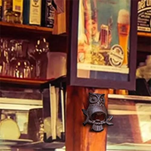 Miniatura 5 de RIVEENY Abrebotellas montado en la pared del búho del arrabio, decoración náutica, abrebotellas de cerveza
