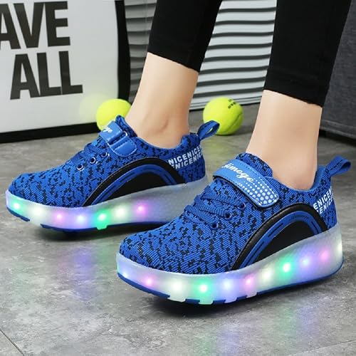 Miniatura 4 de Ylllu - Tenis de patinaje con ruedas LED USB para niños, zapatos con ruedas y luces para niños y niñas