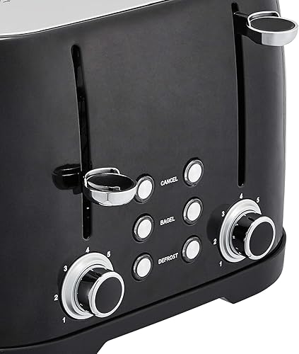 Miniatura 3 de Tienda Basics Tostadora de 4 rebanadas, 6 ajustes de tostado, bandeja extraíble para migas, función de bagel y descongelación, botón de cancelación,