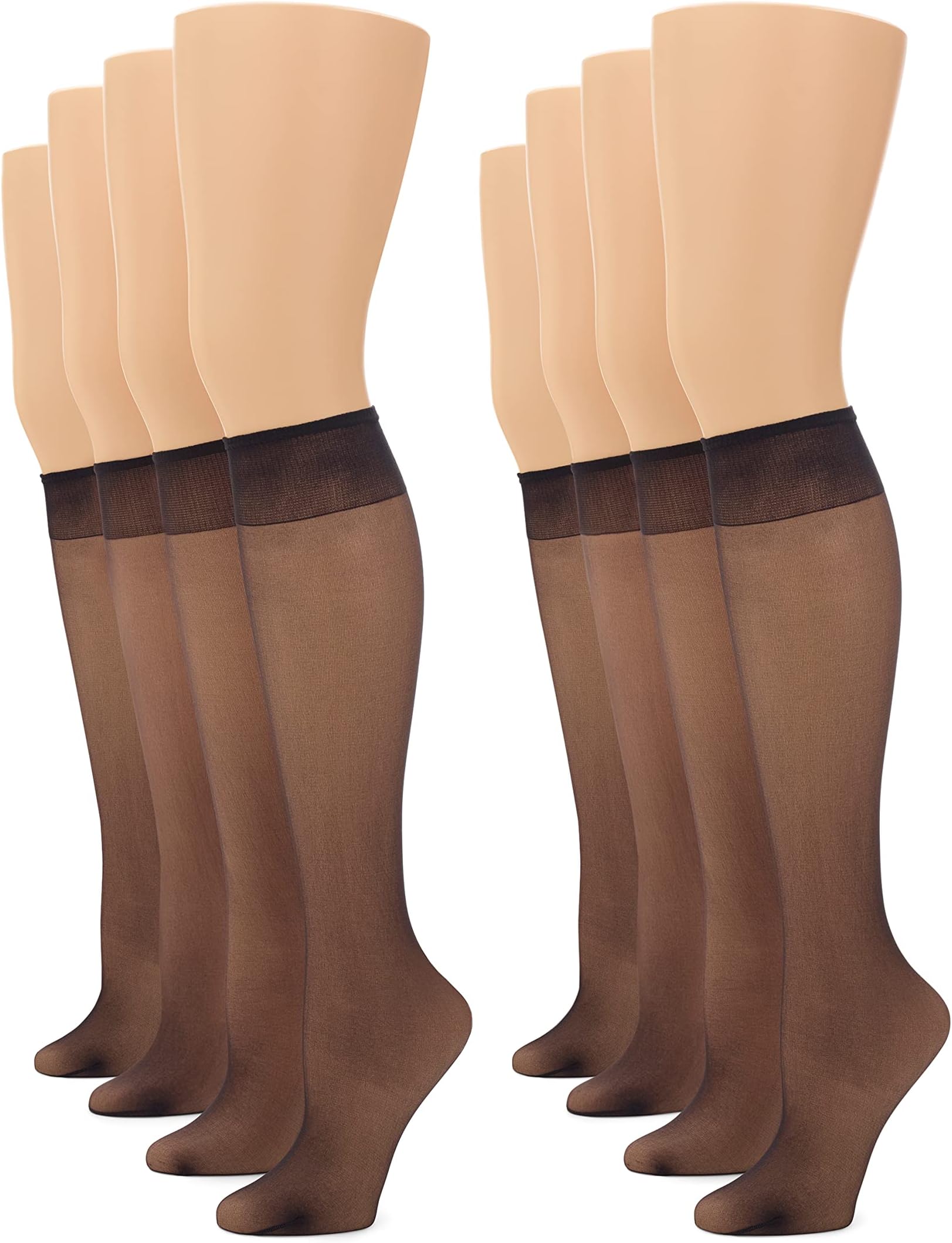 Women's Sheer Knee Highs with Comfort Top Nylon Trouser Stockings Value Pack