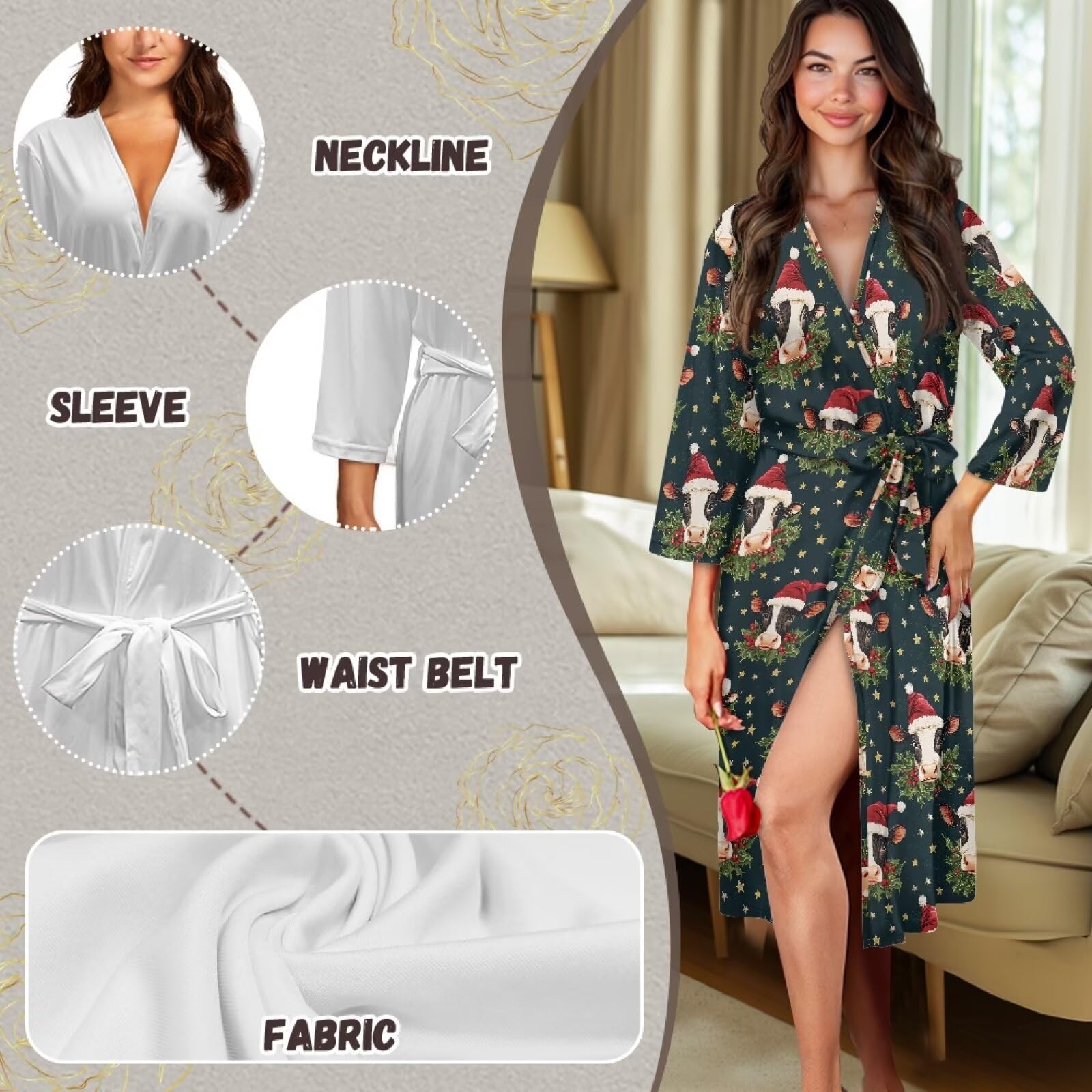 Biyejit Camisón de manga larga con diseño de bosque de hongos para mujer, camisón suave, talla S-2XL, Bosque de hongos, S