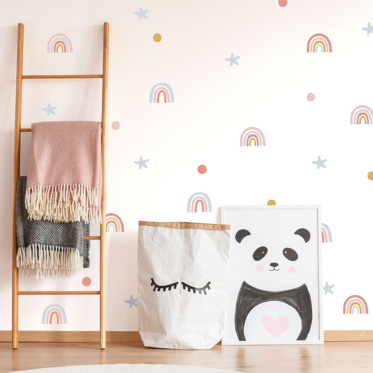 Stickerscape Rainbows and Stars Wall Stickers (Pastel Rainbows and Stars) | Nursery Wall Stickers, Rainbow Wall Stickers, Nursery Wall Decor| Easy to Apply, Cleanly Removable