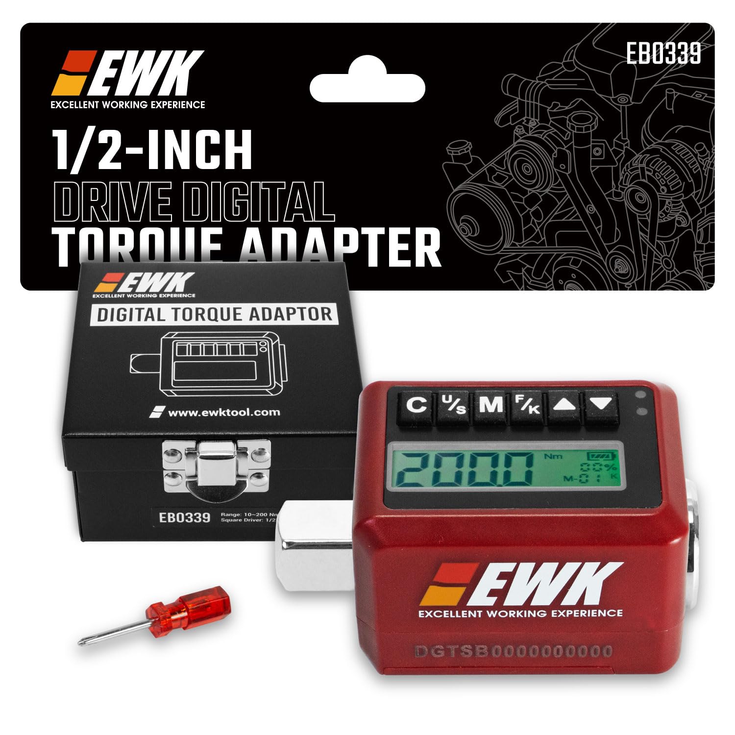 EWK 1/2-inch Drive Digital Torque Adapter 7.4–147.6 ft-lbs (10–200