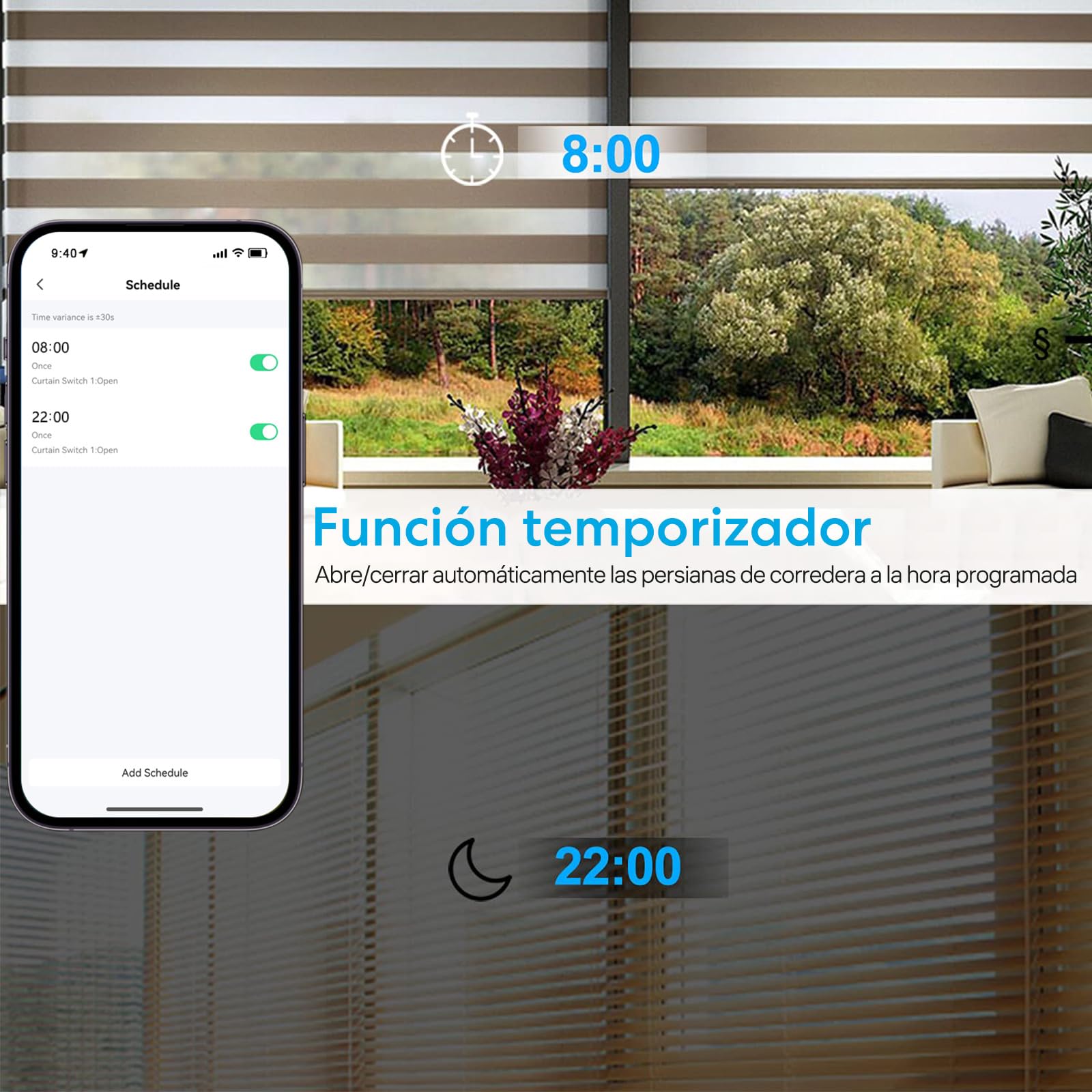 LoraTap Interruptor Persiana WiFi con Mando a Distancia RF, Interruptor Táctil de Pared para Cortina Eléctrica, Funciona con La Aplicación Smart Life, Compatible con Alexa y Google Home
