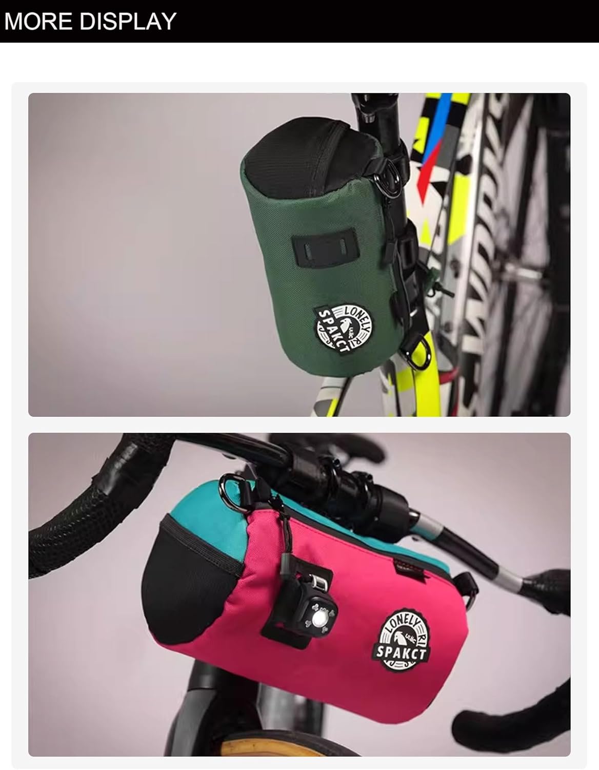 Bike Handlebar Bag Waterproof Bicycle Front Bag with Shoulder Strap, Handlebar Bags for Bicycles, Bike Pouch Frame Rack Bag, Cycling Storage Accessories(Watermelon red, 1.5 L)