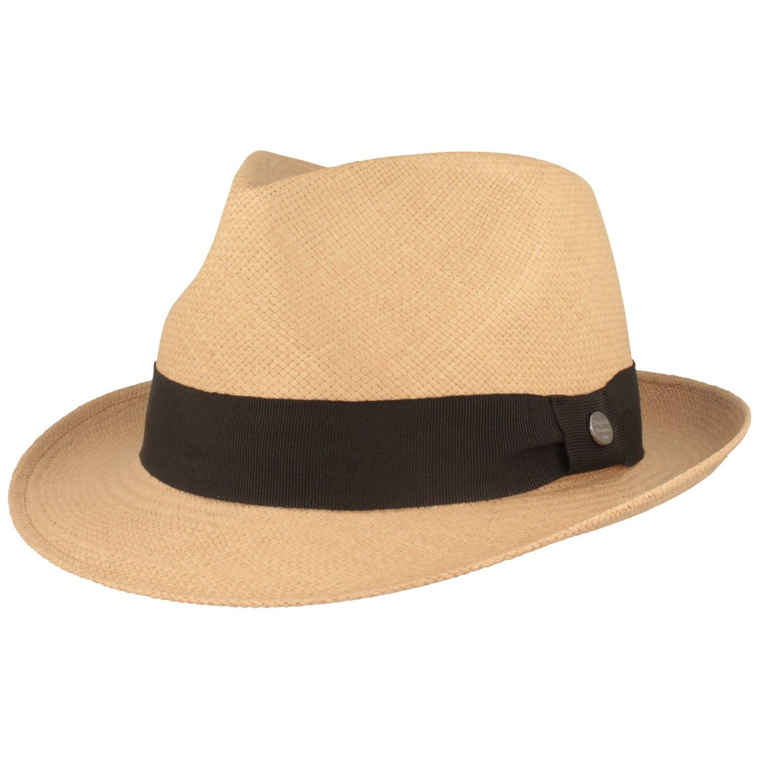 Hut Breiter Breiter Original Sombrero Panamá de Paja Hecho a Mano en Ecuador Sombrero de Verano Trilby Protección UV - 100% Paja - Refuerzo contra deformaciones