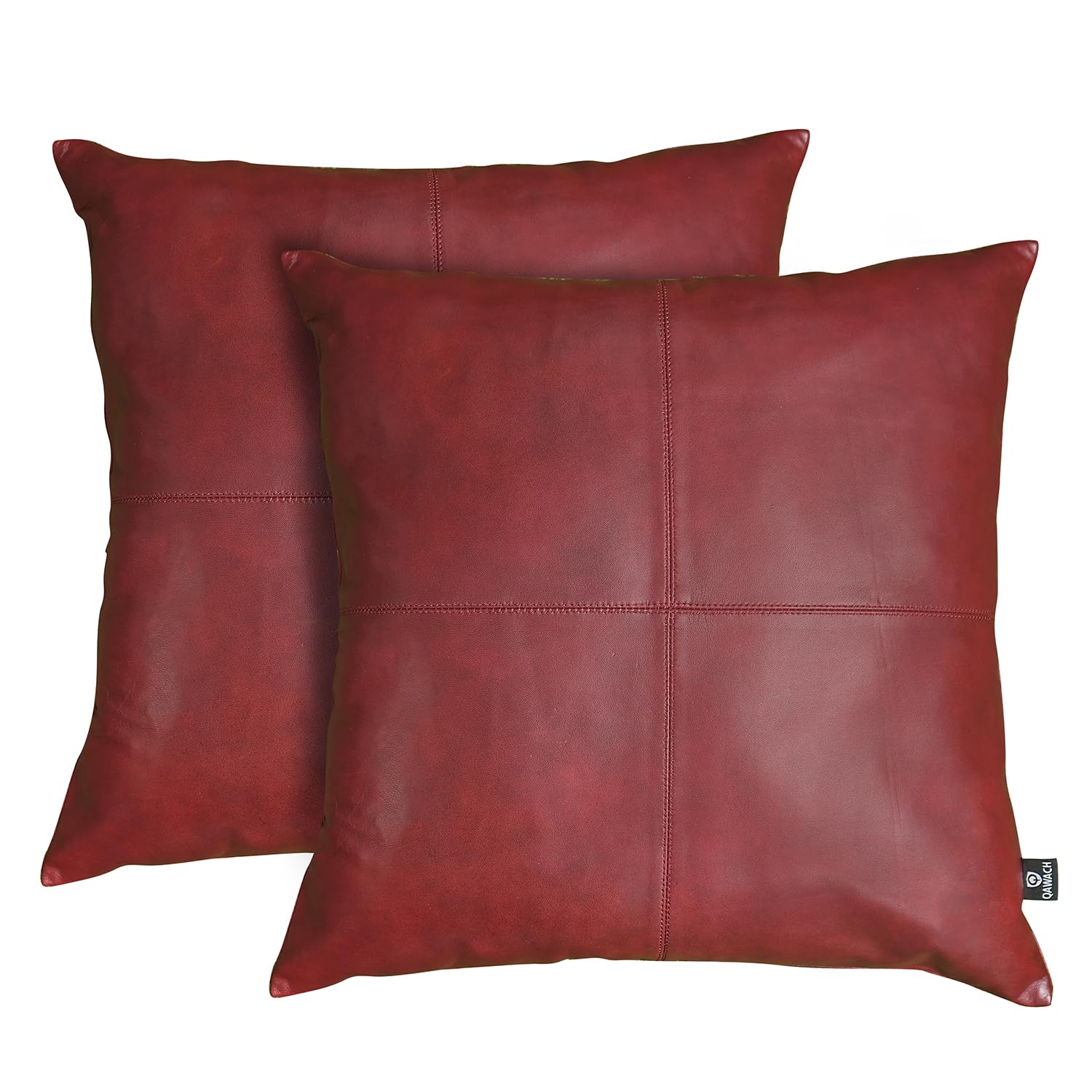 QAWACH Lambskin Leather Rectangle Pillow Covers (Pack Of 2) - 22x30 Inch, Red, Decorative Throw - View #12